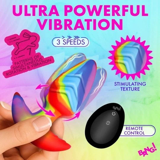 Bang Rotating & Vibrating Silicone Butt Plug – Rechargeable Remote Control