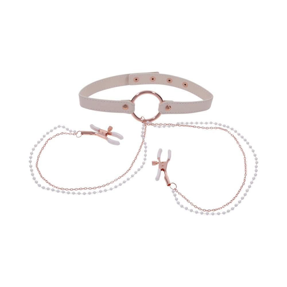 Sex & Mischief Peaches ‘n CreaMe Collar with Nipple Clamps - Buy At Luxury Toy X - Free 3-Day Shipping