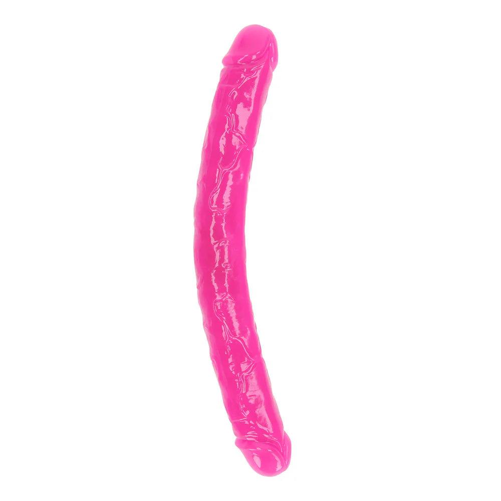 Shots RealRock Glow in the Dark Double Dong 15 in. Dual-Ended Dildo - Buy At Luxury Toy X - Free 3-Day Shipping