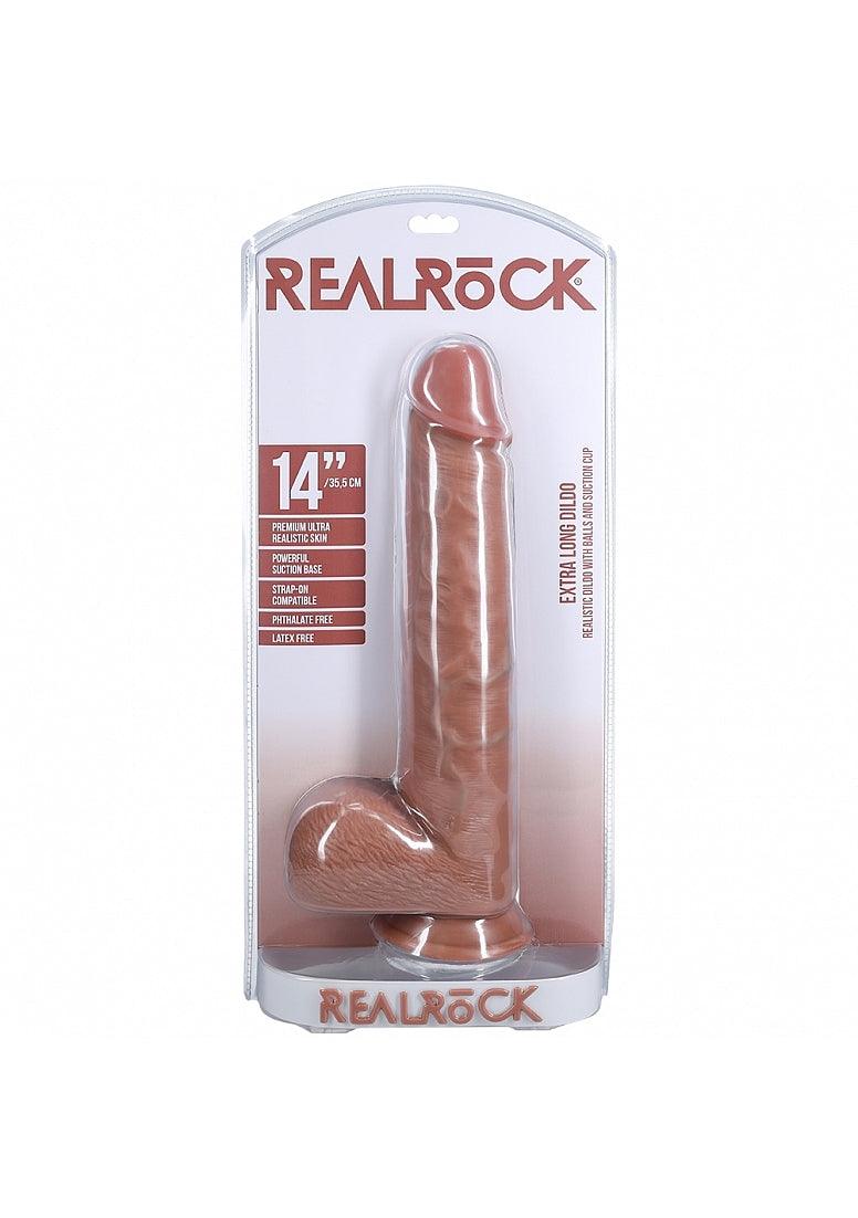 Shots RealRock Ultra Realistic Skin Extra Large Straight Dildo with Balls and Suction Cup 14in - Buy At Luxury Toy X - Free 3-Day Shipping