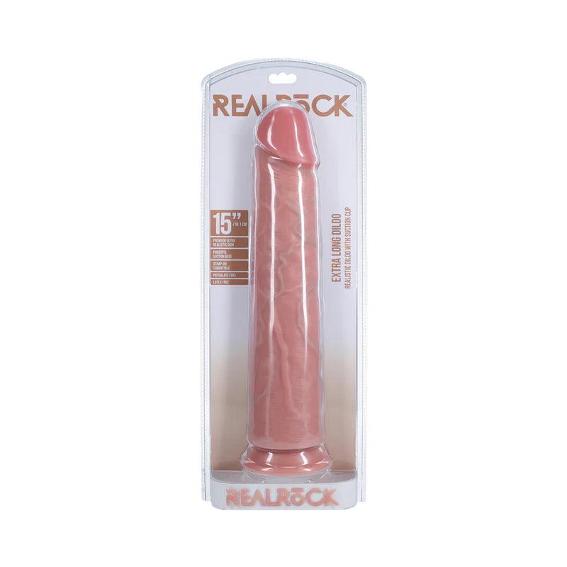 Shots RealRock Ultra Realistic Skin Extra Large Straight Dildo with Suction Cup 15in - Buy At Luxury Toy X - Free 3-Day Shipping