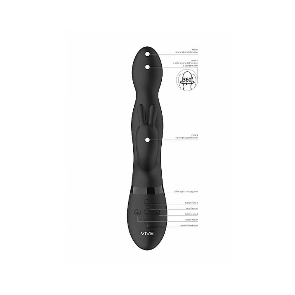Shots Vive Niva 360 Degrees Rechargeable Silicone Rotating G-Spot Rabbit Vibrator - Buy At Luxury Toy X - Free 3-Day Shipping