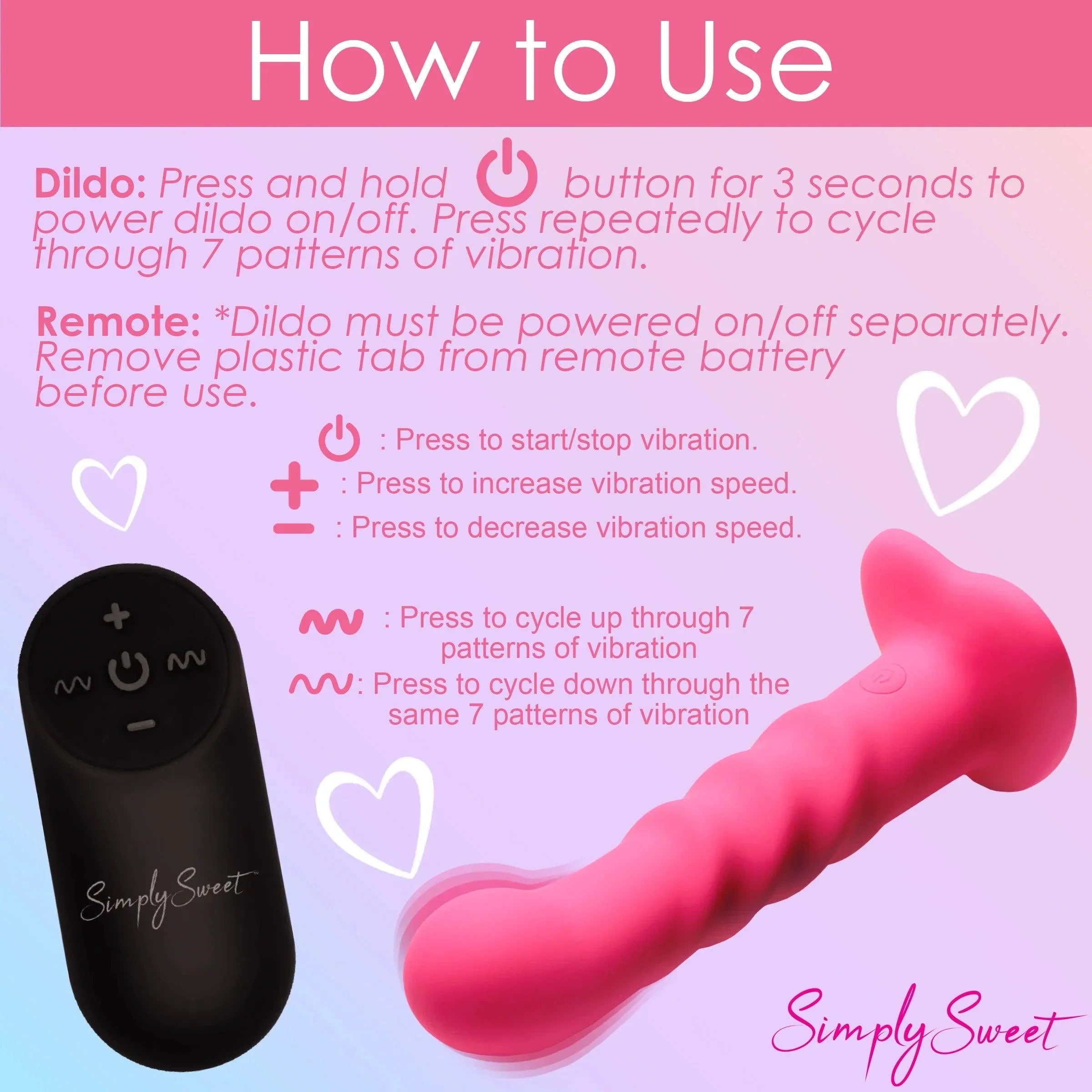 Simply Sweet 21X Vibrating Ribbed Silicone Dildo W/ Remote - Buy At Luxury Toy X - Free 3-Day Shipping
