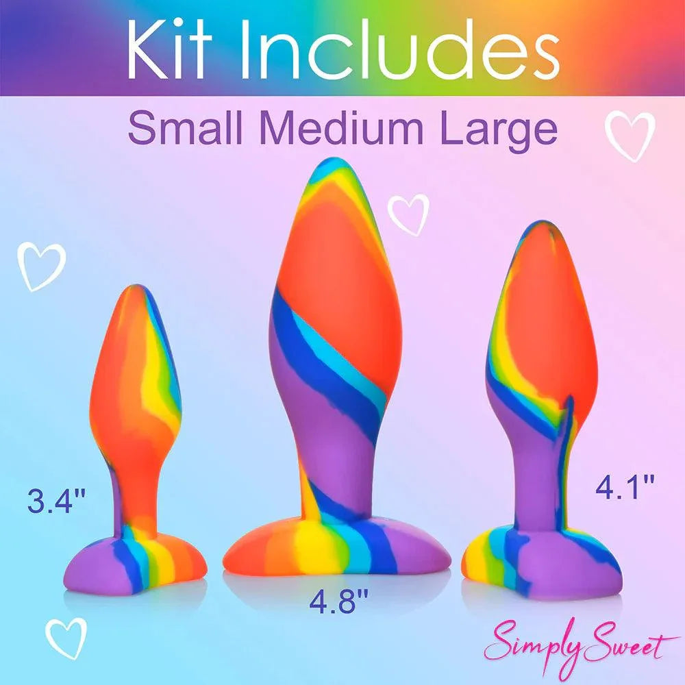 Simply Sweet Rainbow Silicone Butt Plug 3-Piece Set - Buy At Luxury Toy X - Free 3-Day Shipping