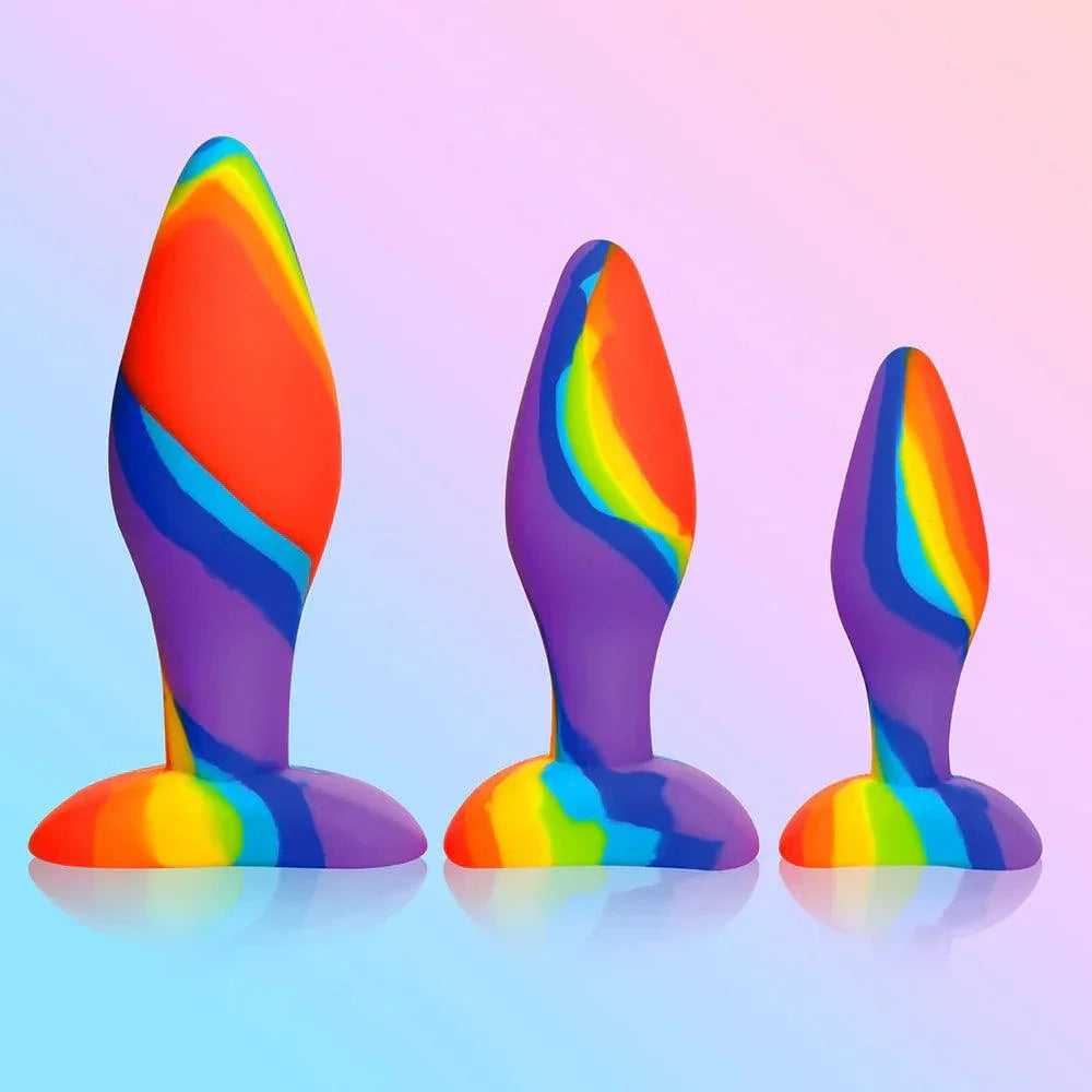 Simply Sweet Rainbow Silicone Butt Plug 3-Piece Set - Buy At Luxury Toy X - Free 3-Day Shipping