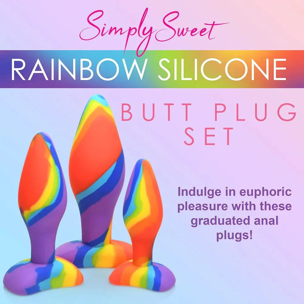 Simply Sweet Rainbow Silicone Butt Plug 3-Piece Set - Buy At Luxury Toy X - Free 3-Day Shipping
