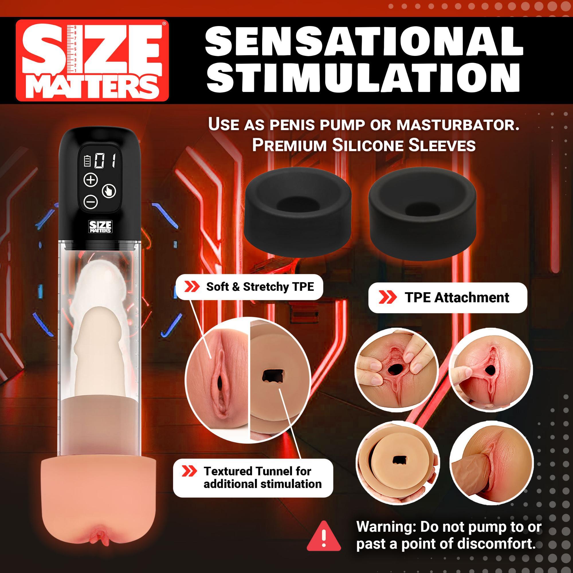 Size Matters 5X Rechargeable Sucking Penis Pump with Attachments - Buy At Luxury Toy X - Free 3-Day Shipping