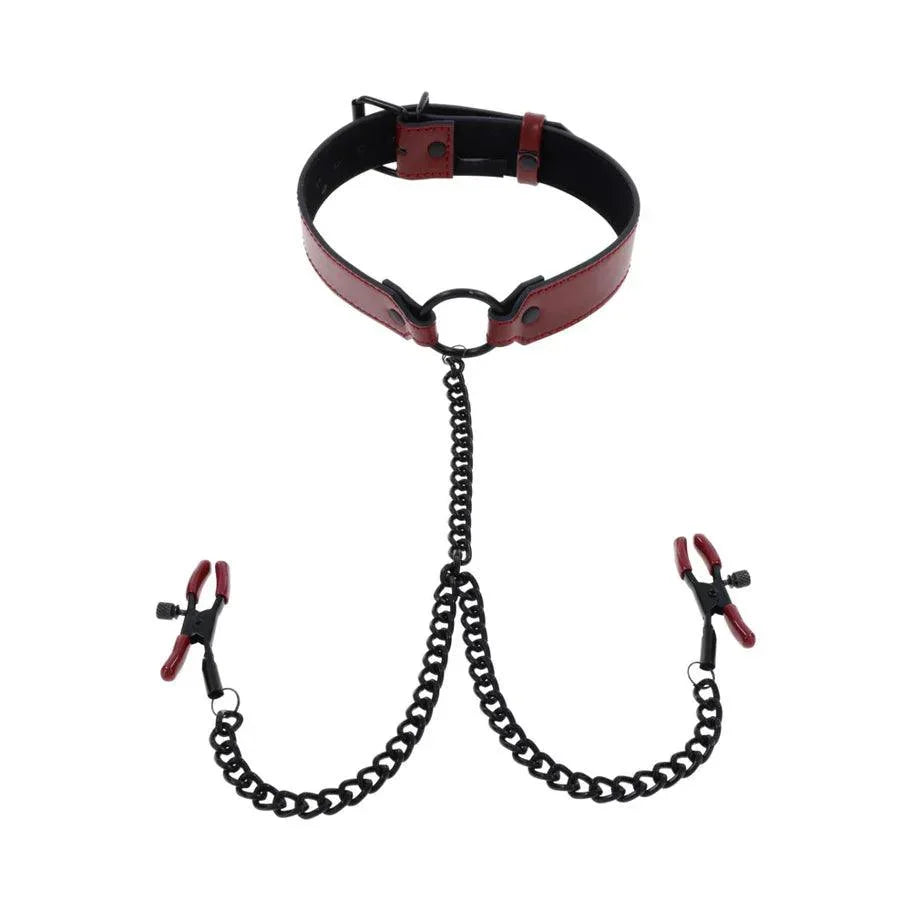 Sportsheets Saffron Collar with Nipple Clamps - Buy At Luxury Toy X - Free 3-Day Shipping