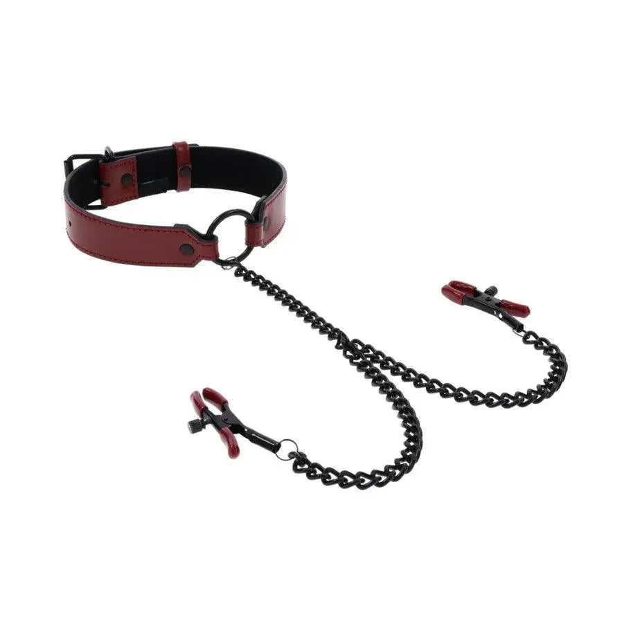 Sportsheets Saffron Collar with Nipple Clamps - Buy At Luxury Toy X - Free 3-Day Shipping