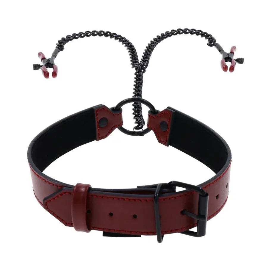 Sportsheets Saffron Collar with Nipple Clamps - Buy At Luxury Toy X - Free 3-Day Shipping