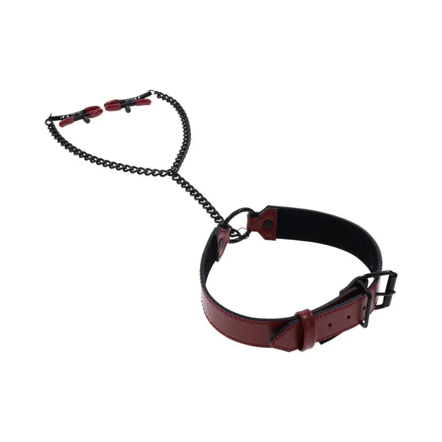 Sportsheets Saffron Collar with Nipple Clamps - Buy At Luxury Toy X - Free 3-Day Shipping