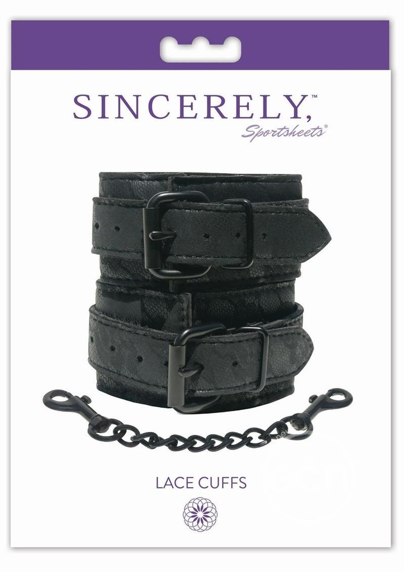 Sportsheets Sincerely Lace Adjustable Wrist Cuffs with Removable Chain - Buy At Luxury Toy X - Free 3-Day Shipping