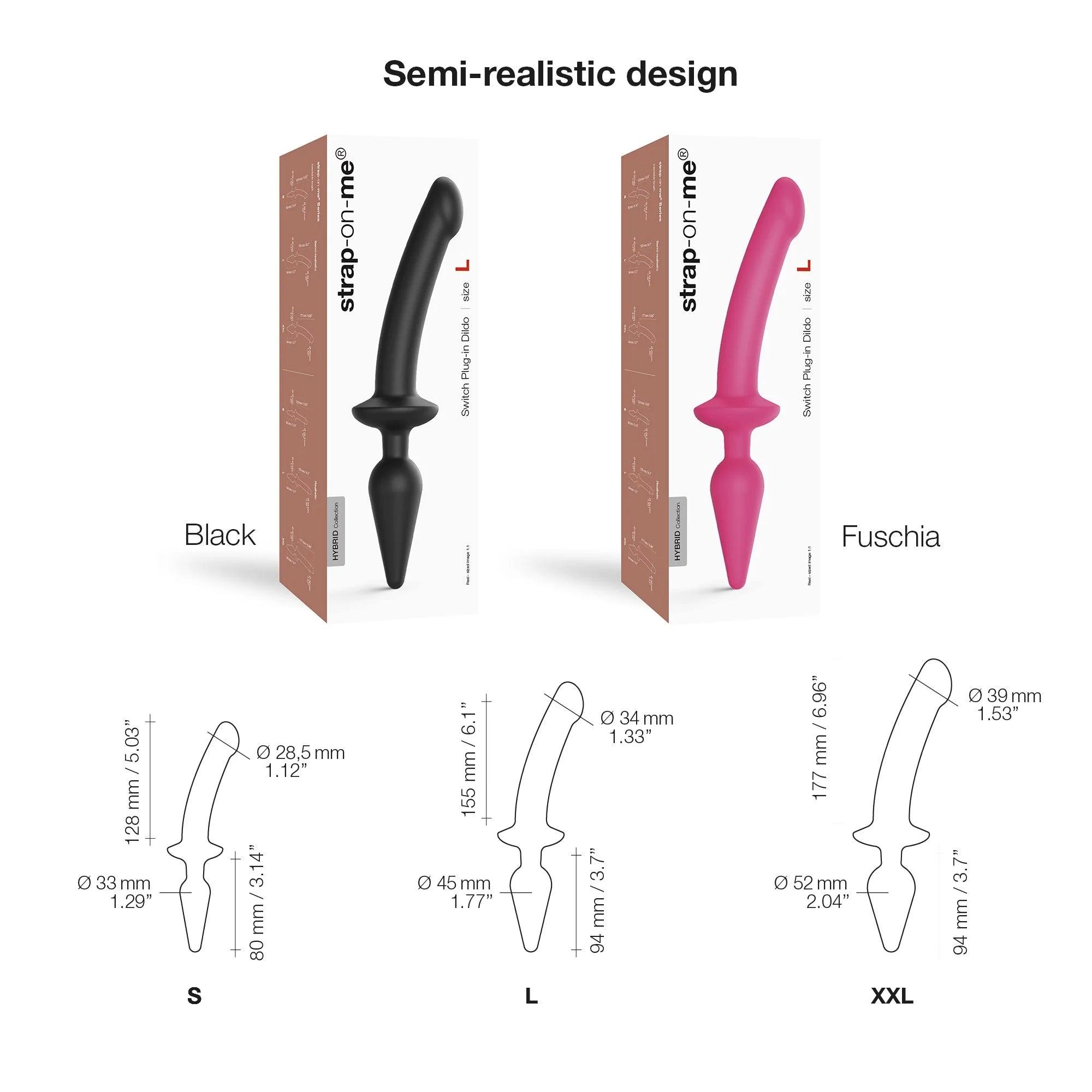 Strap-On-Me Hybrid Collection Switch Plug-In Dual-Ended Dildo & Plug - Black - Buy At Luxury Toy X - Free 3-Day Shipping