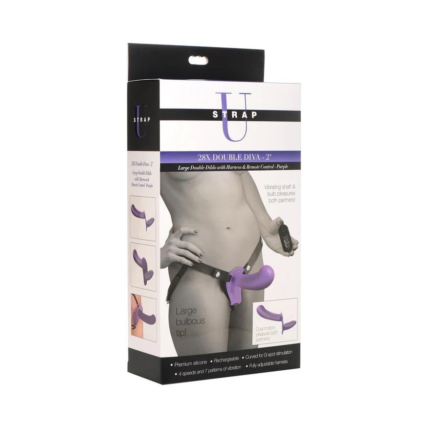 Strap U 28x Rechargeable Silicone 28X Large Double Dildo with Harness & Remote Control - Buy At Luxury Toy X - Free 3-Day Shipping