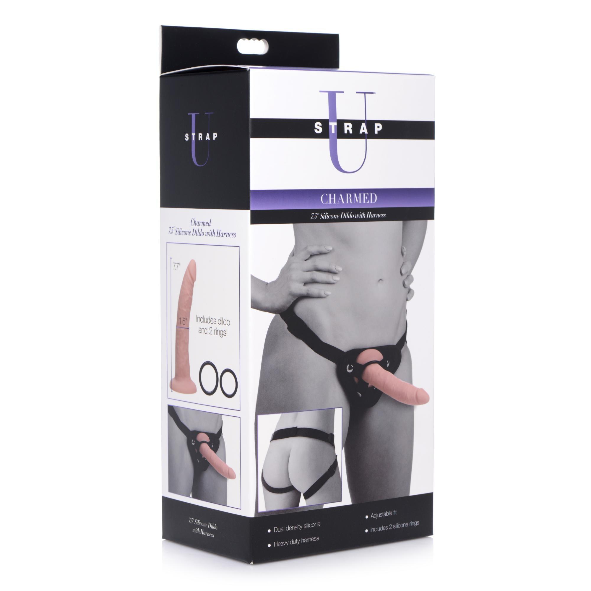 Strap U Charmed 7.5" Silicone Dildo with Harness - Buy At Luxury Toy X - Free 3-Day Shipping