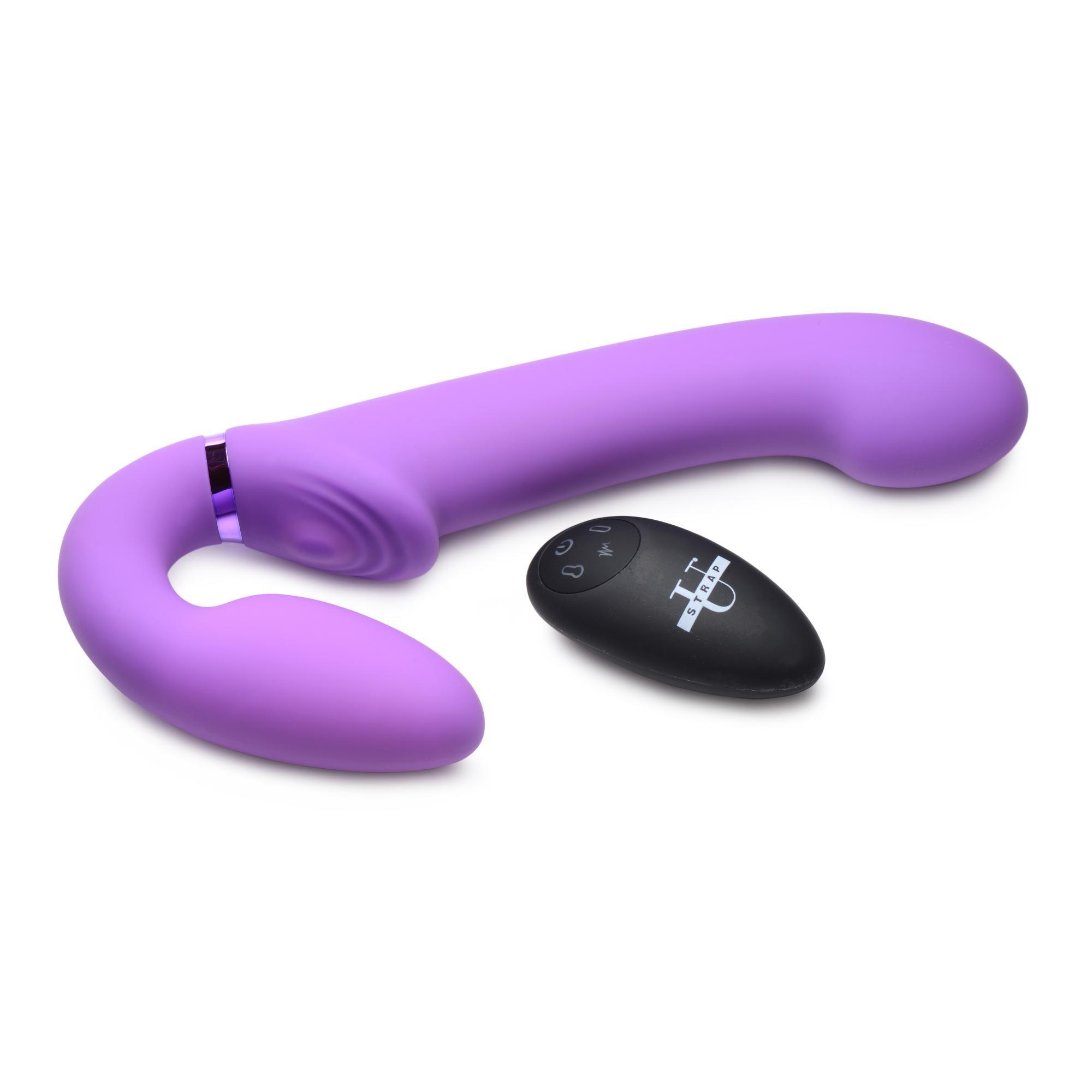 Strap U Ergo-Fit G-Pulse Silicone Rechargeable 10X Dual Dildo Strapless Strap-On with Remote Control - Buy At Luxury Toy X - Free 3-Day Shipping