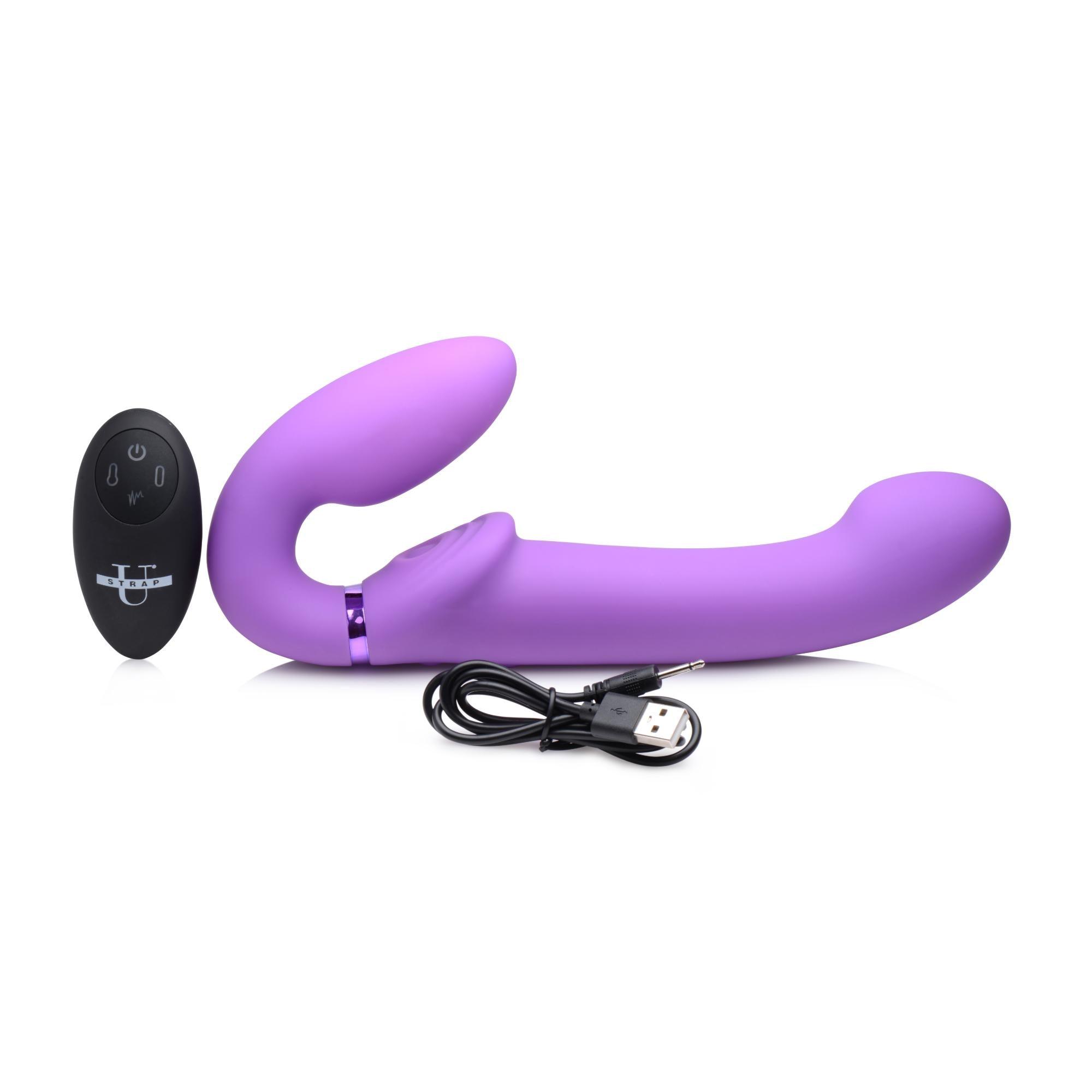 Strap U Ergo-Fit G-Pulse Silicone Rechargeable 10X Dual Dildo Strapless Strap-On with Remote Control - Buy At Luxury Toy X - Free 3-Day Shipping