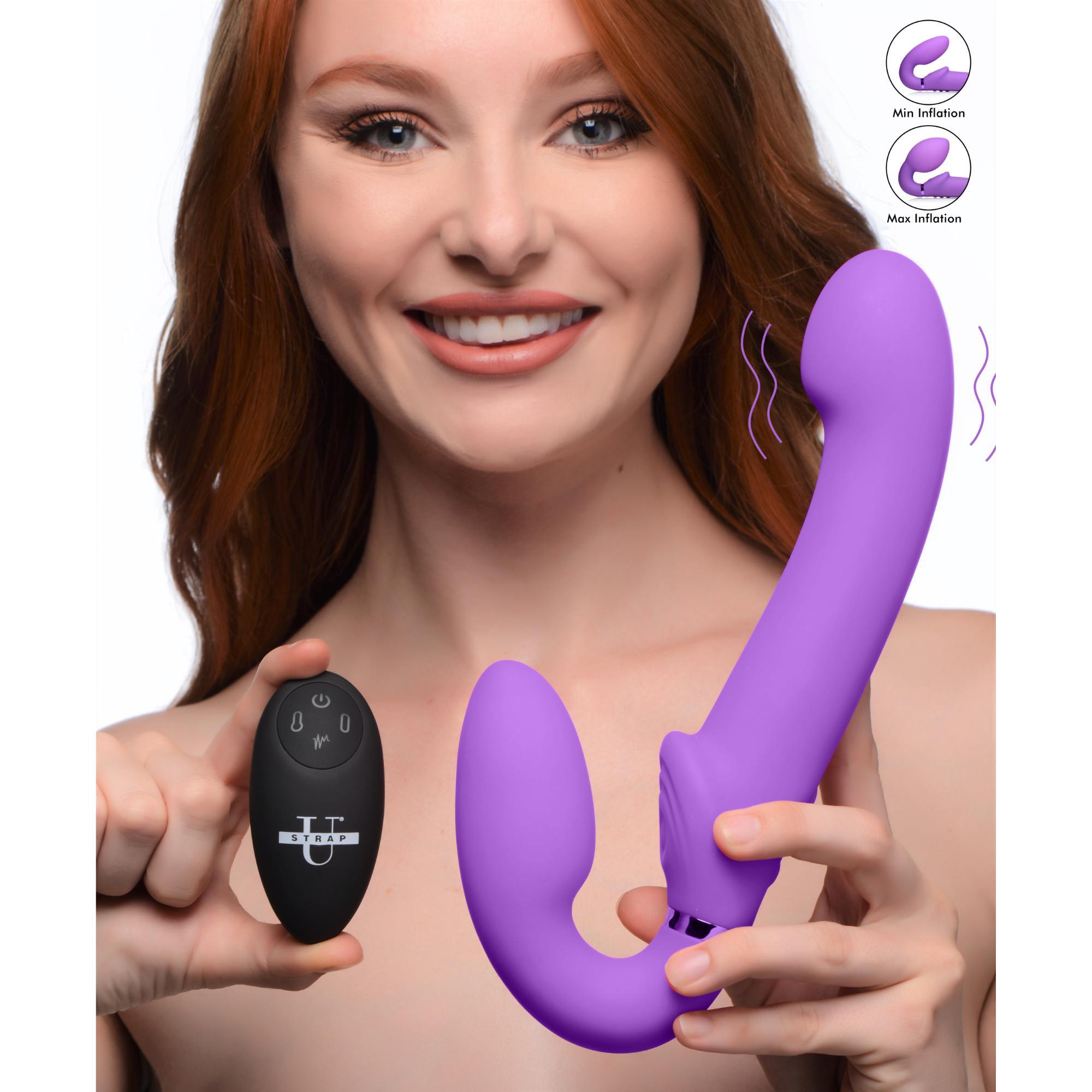 Strap U Ergo-Fit G-Pulse Silicone Rechargeable 10X Dual Dildo Strapless Strap-On with Remote Control - Buy At Luxury Toy X - Free 3-Day Shipping