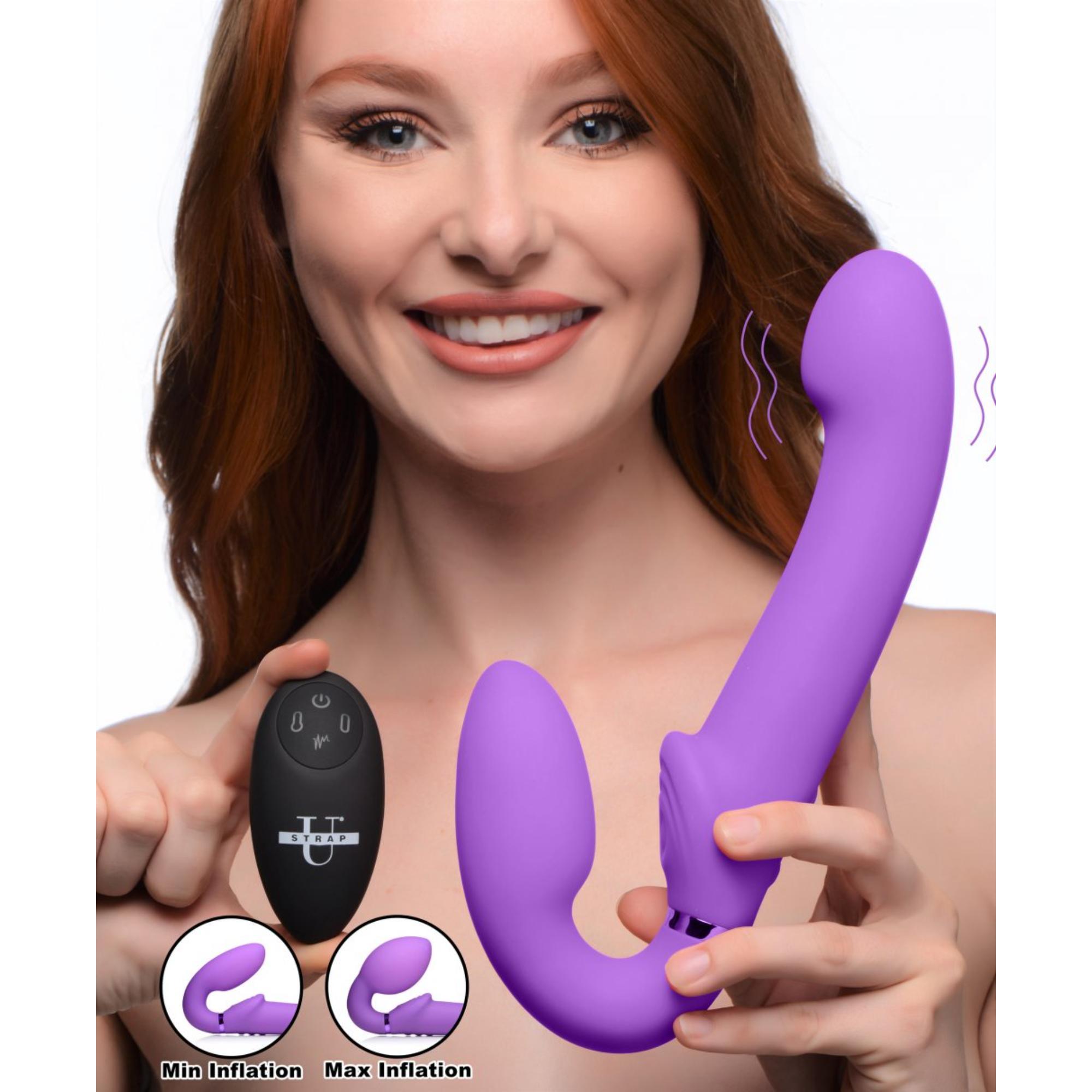 Strap U Ergo-Fit G-Pulse Silicone Rechargeable 10X Dual Dildo Strapless Strap-On with Remote Control - Buy At Luxury Toy X - Free 3-Day Shipping