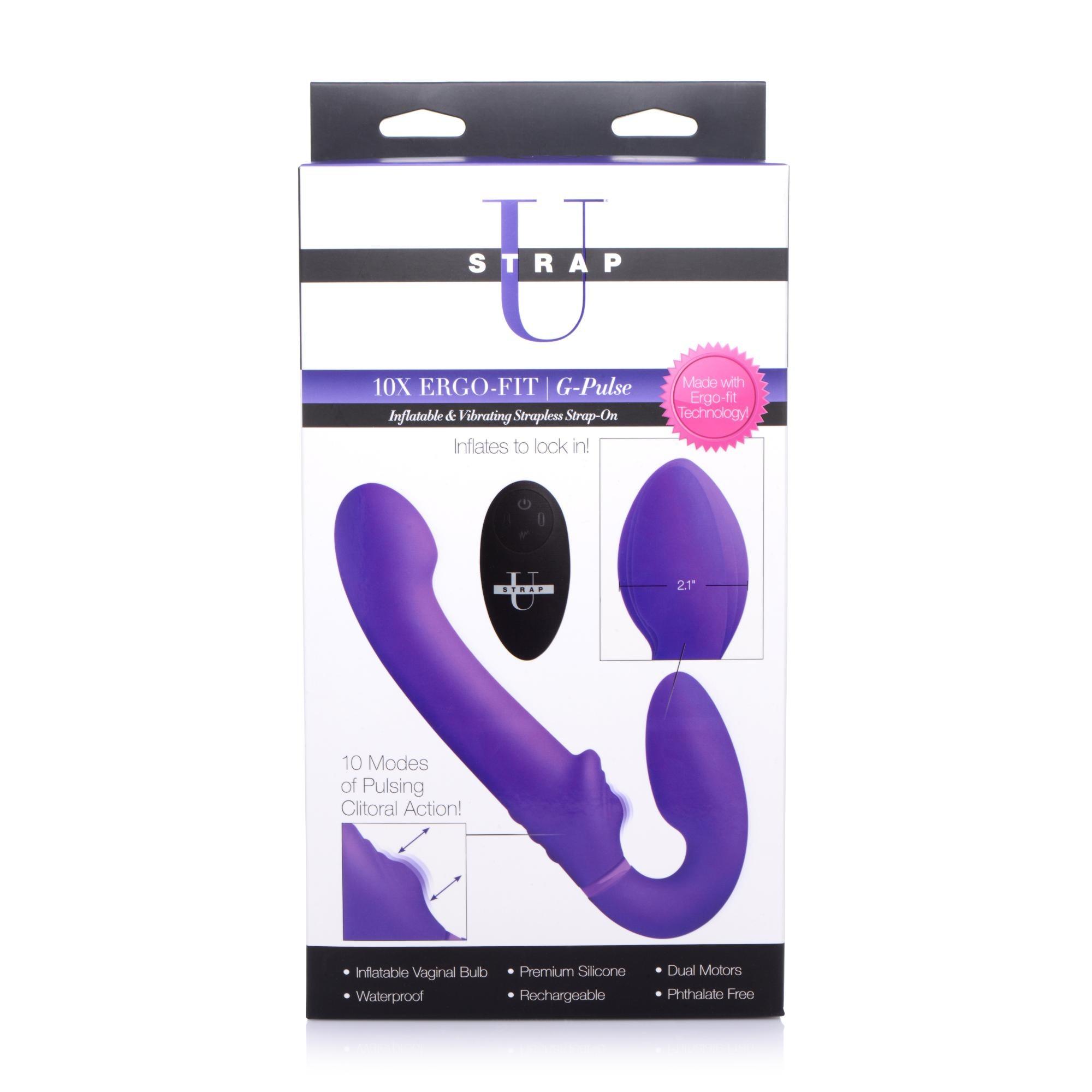 Strap U Ergo-Fit G-Pulse Silicone Rechargeable 10X Dual Dildo Strapless Strap-On with Remote Control - Buy At Luxury Toy X - Free 3-Day Shipping