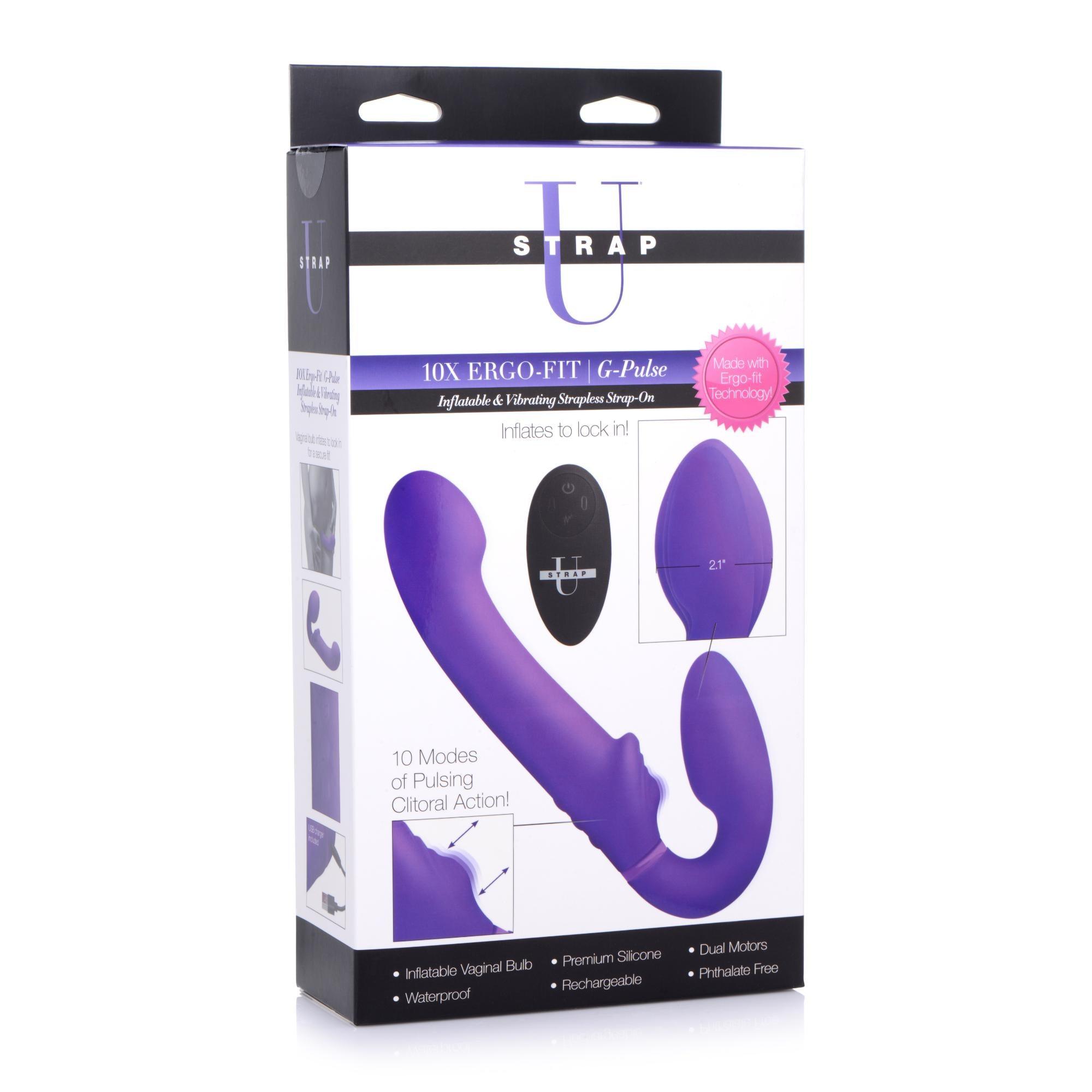Strap U Ergo-Fit G-Pulse Silicone Rechargeable 10X Dual Dildo Strapless Strap-On with Remote Control - Buy At Luxury Toy X - Free 3-Day Shipping