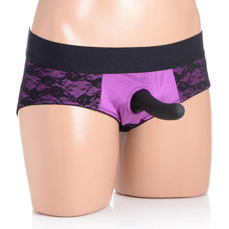Strap U Lace Envy Pegging Set with Lace Crotchless Panty Harness and Dildo 5in - Buy At Luxury Toy X - Free 3-Day Shipping