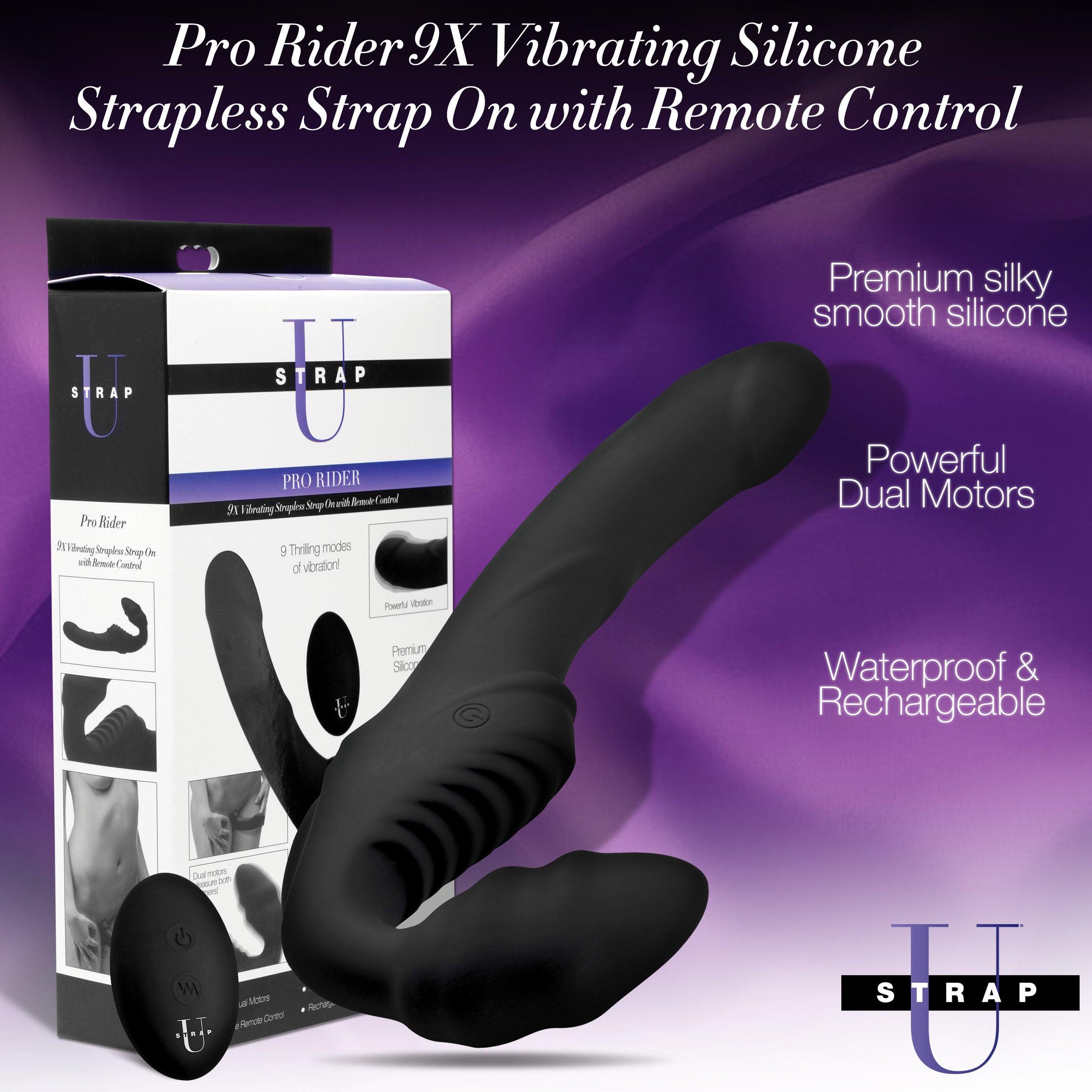 Strap U Pro Rider 9X Vibrating Silicone Strapless Strap-On with Remote Control - Buy At Luxury Toy X - Free 3-Day Shipping