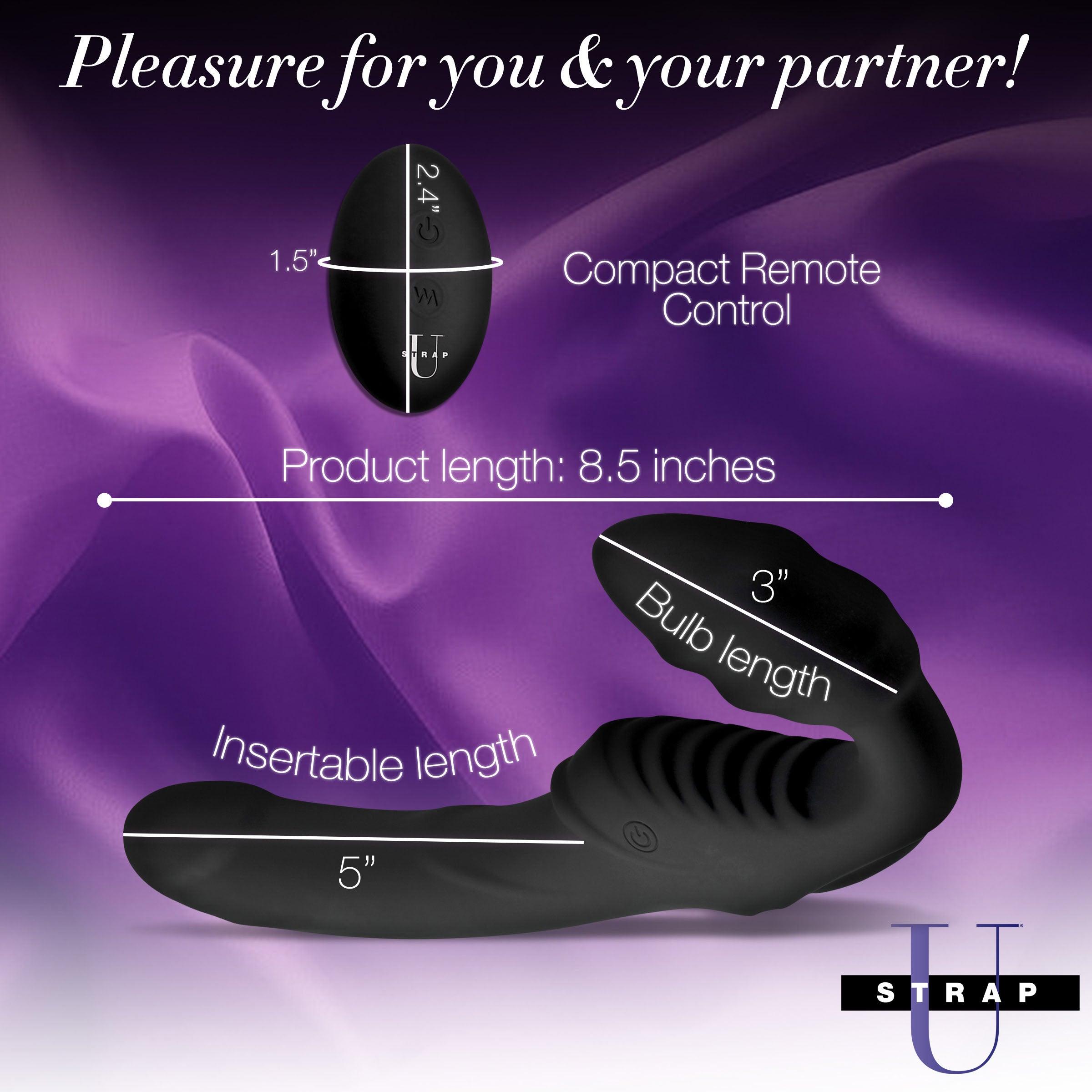 Strap U Pro Rider 9X Vibrating Silicone Strapless Strap-On with Remote Control - Buy At Luxury Toy X - Free 3-Day Shipping