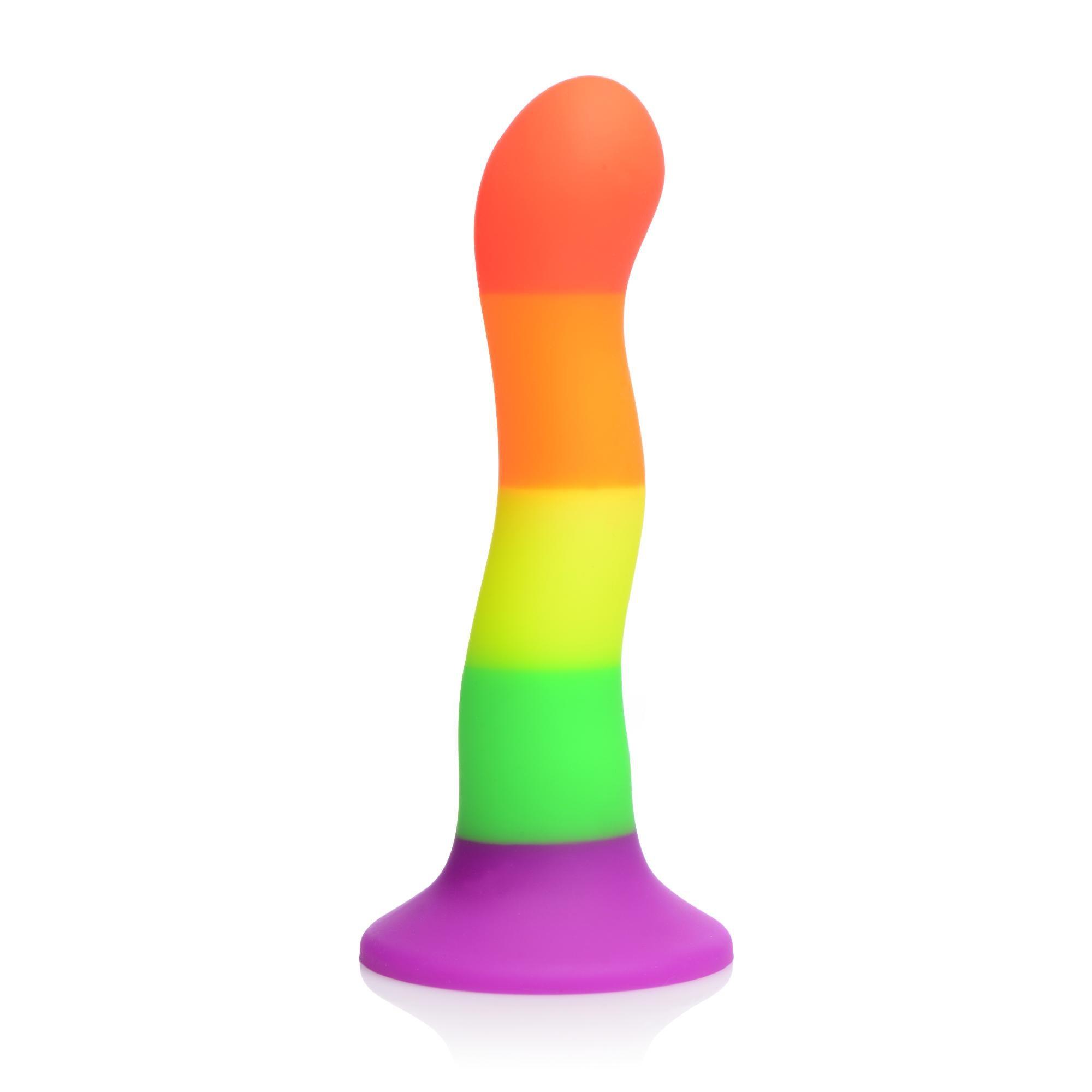 Strap U Proud Rainbow Silicone Dildo With Harness - Buy At Luxury Toy X - Free 3-Day Shipping