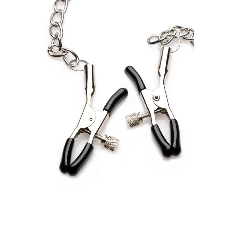 STRICT Black Silicone Bit Gag with Nipple Clamps - Buy At Luxury Toy X - Free 3-Day Shipping