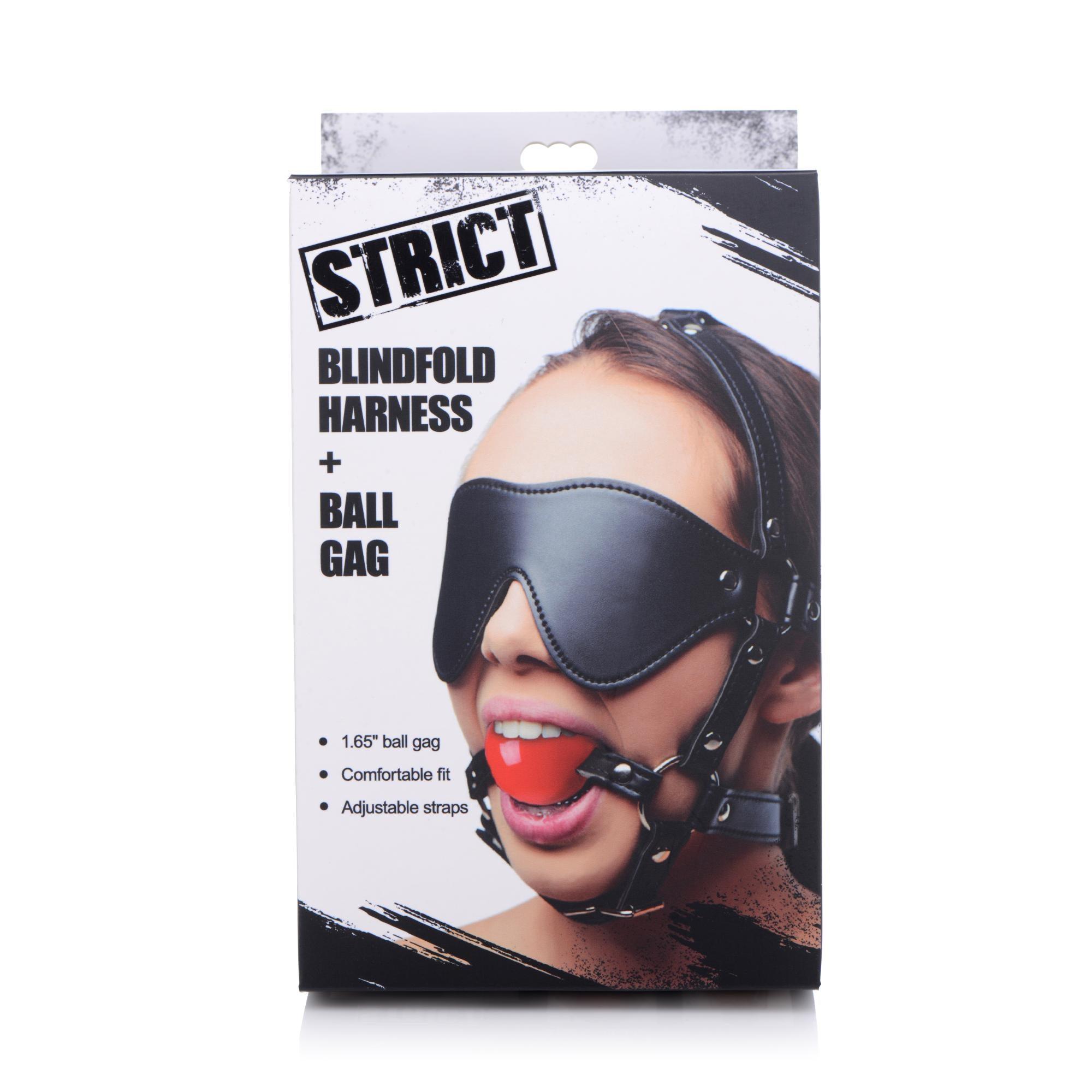 STRICT Blindfold Harness w/ Ball Gag - Buy At Luxury Toy X - Free 3-Day Shipping