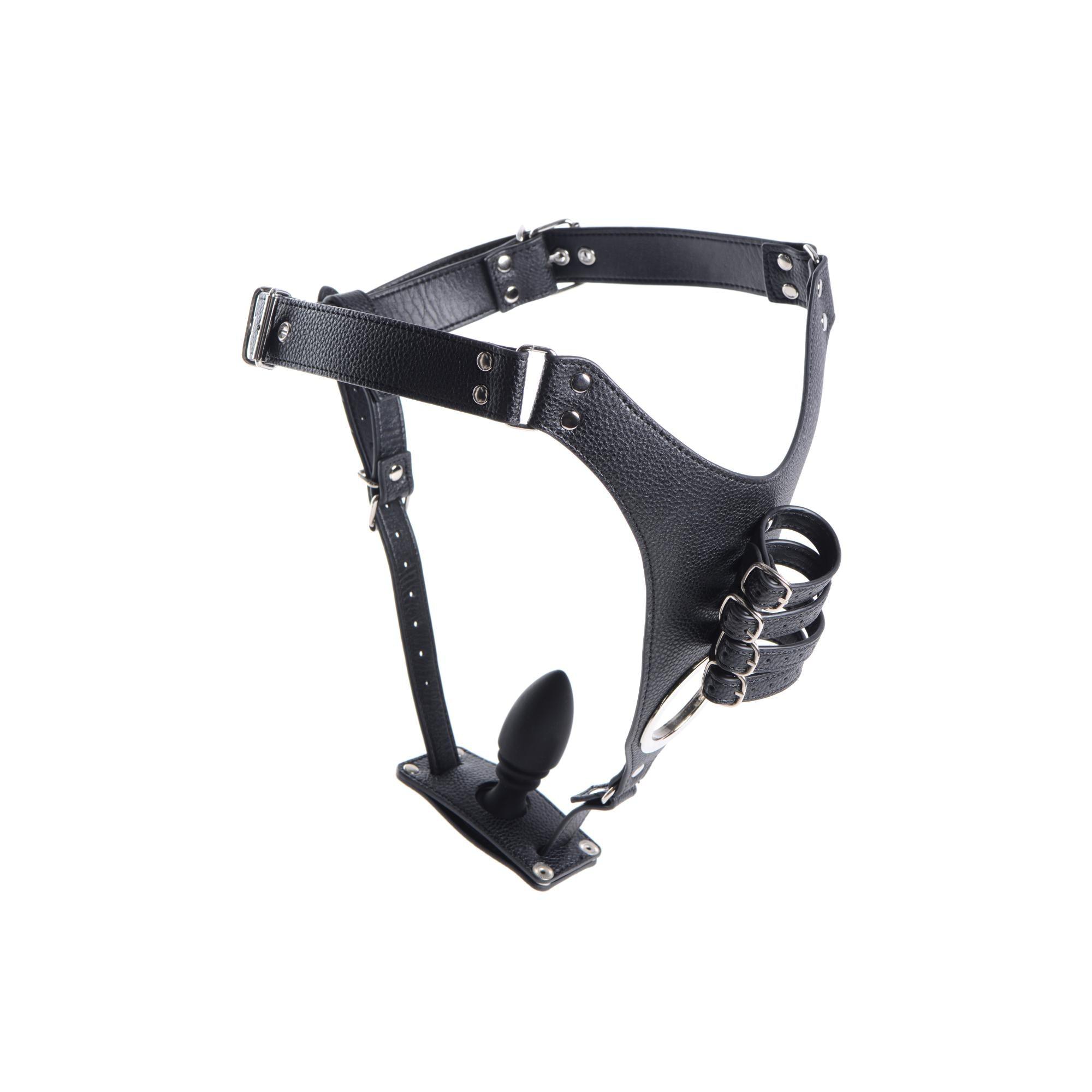 STRICT Male Chastity Harness with Silicone Anal Plug - Buy At Luxury Toy X - Free 3-Day Shipping