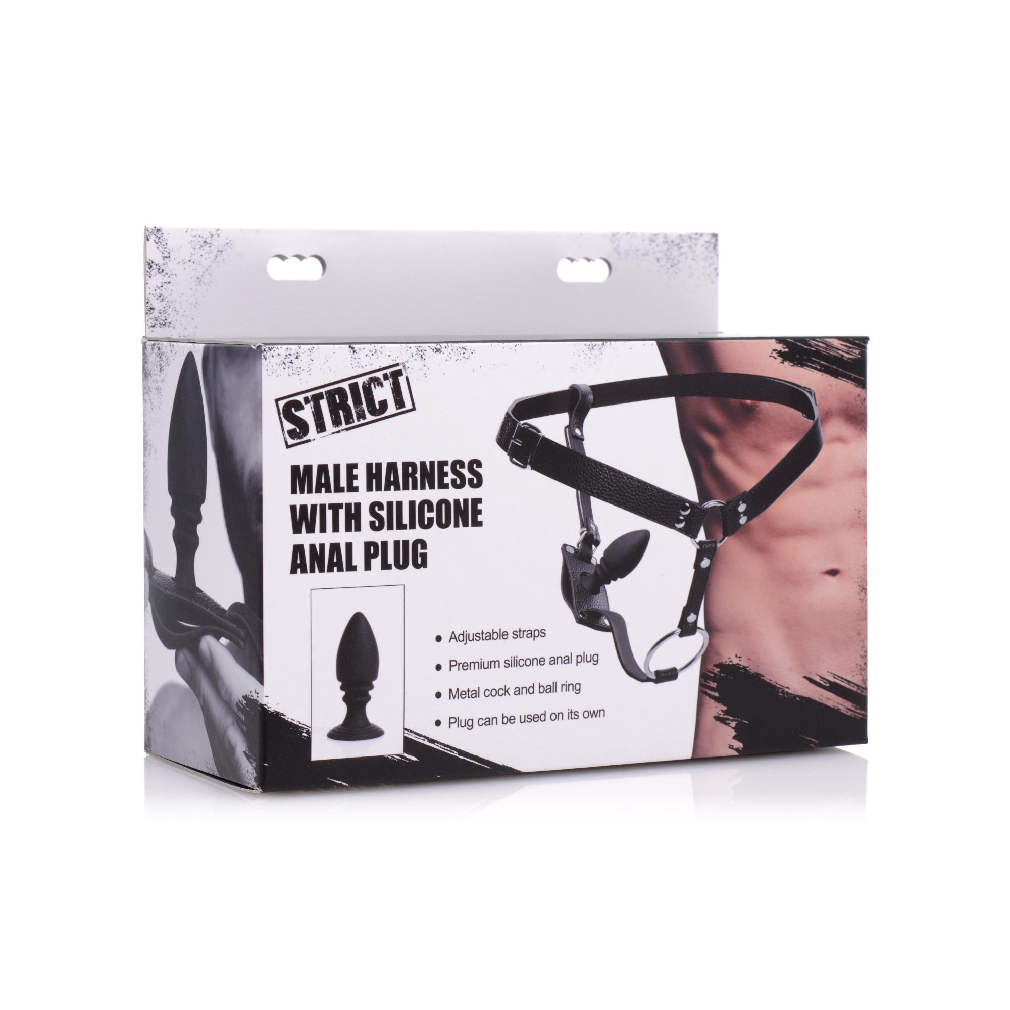 STRICT Male Harness with Silicone Anal Plug - Buy At Luxury Toy X - Free 3-Day Shipping