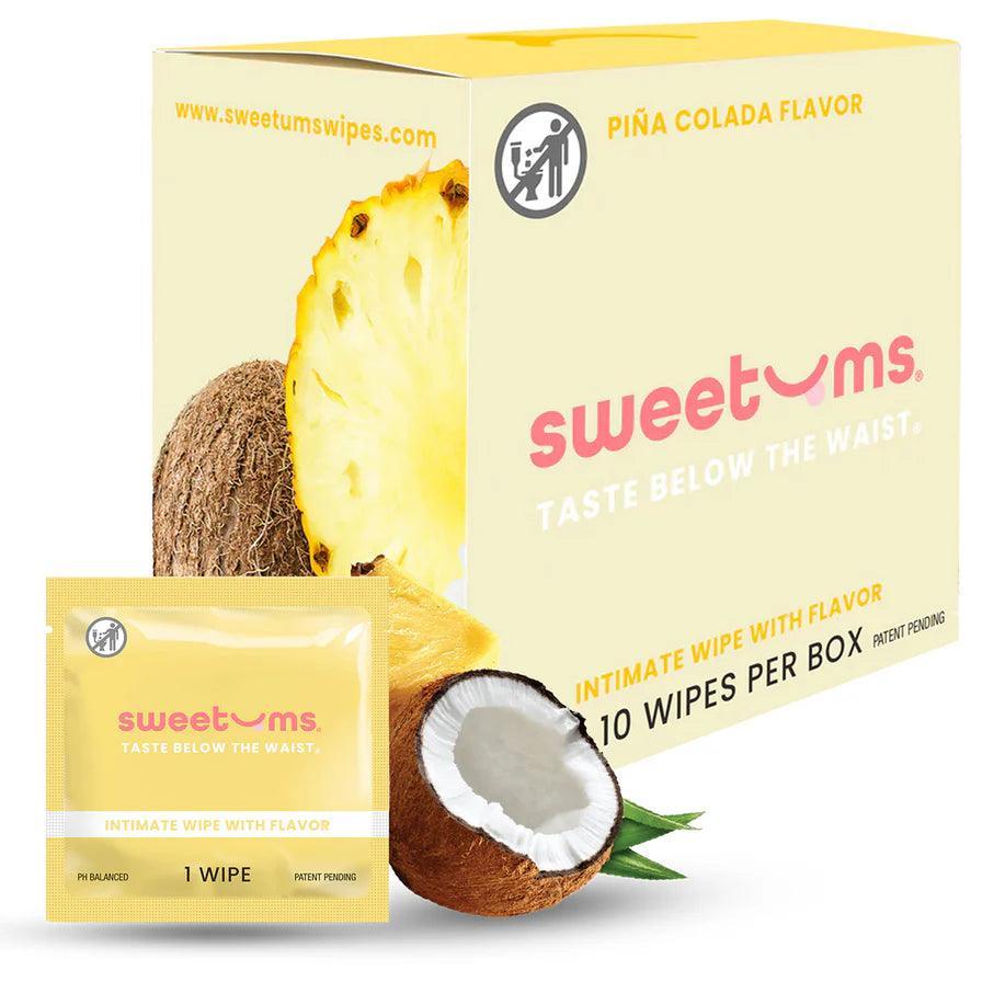 Sweetums Intimate Wipes Pina Colada Flavor 10-Pack - Buy At Luxury Toy X - Free 3-Day Shipping