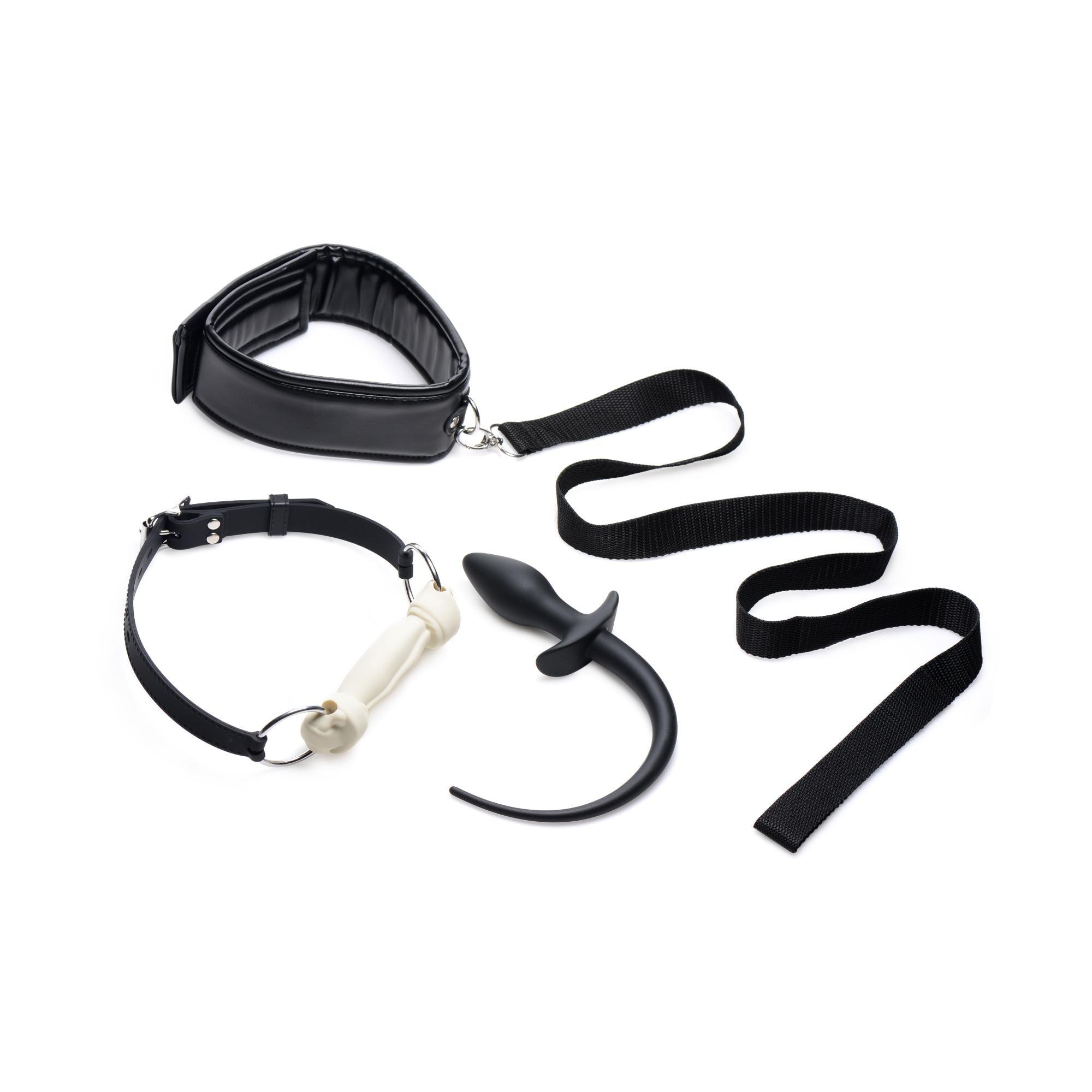 Tailz Puppy Play Set - Silicone Bone Gag, Tail Anal Plug, & Collar - Buy At Luxury Toy X - Free 3-Day Shipping