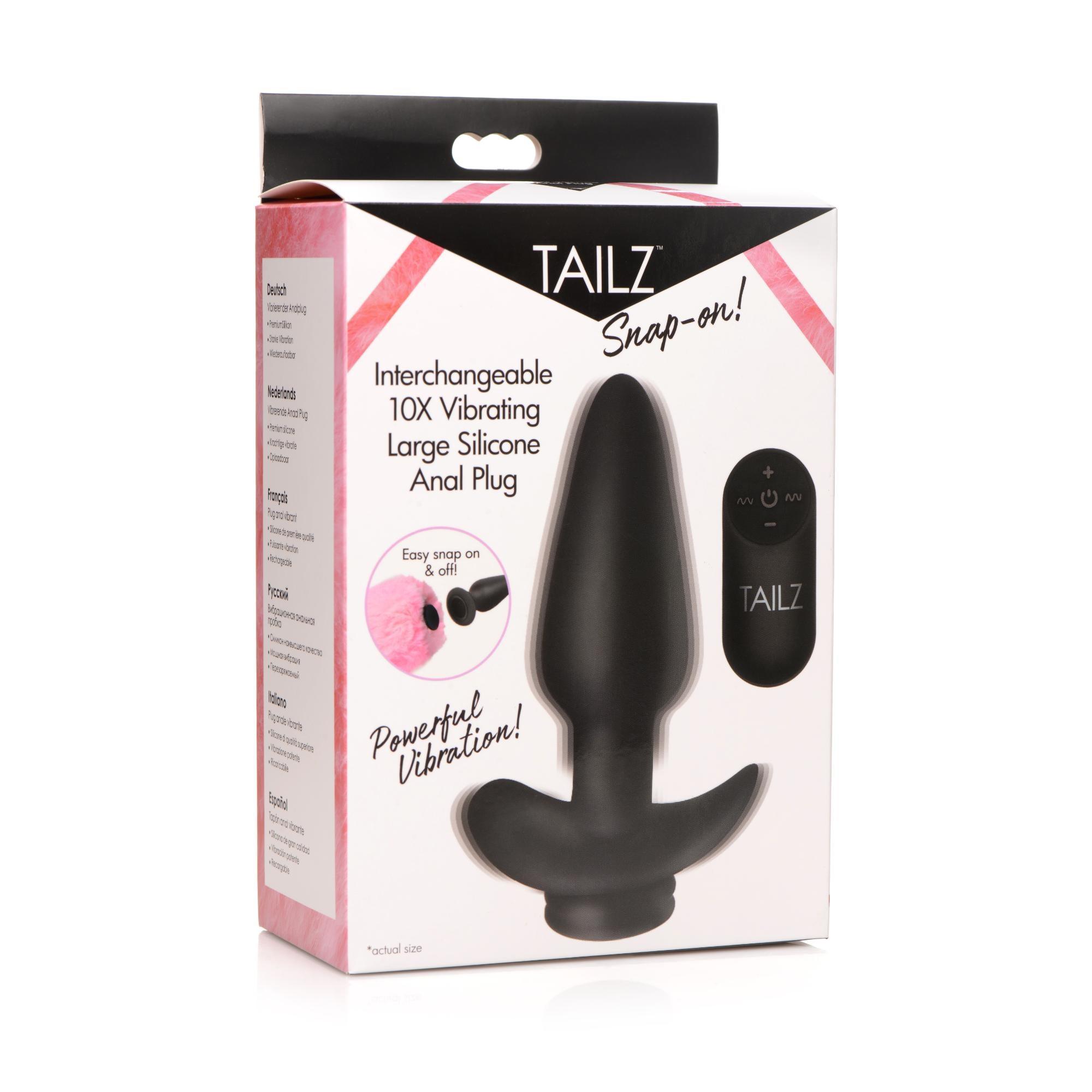 Tailz Snap-On Interchangeable 10X Vibrating Large Silicone Anal Plug with Remote - Buy At Luxury Toy X - Free 3-Day Shipping