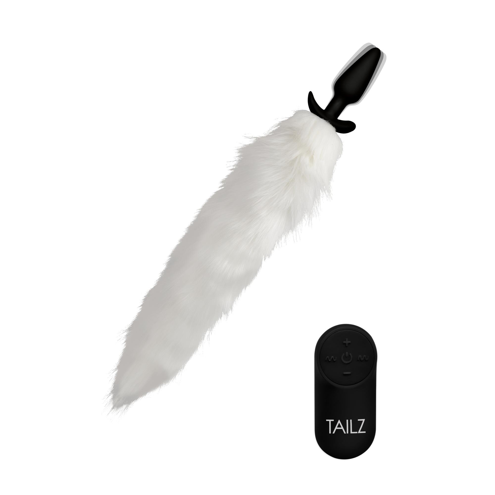 Tailz Vibrating White Fox Tail Slender Anal Plug - Buy At Luxury Toy X - Free 3-Day Shipping