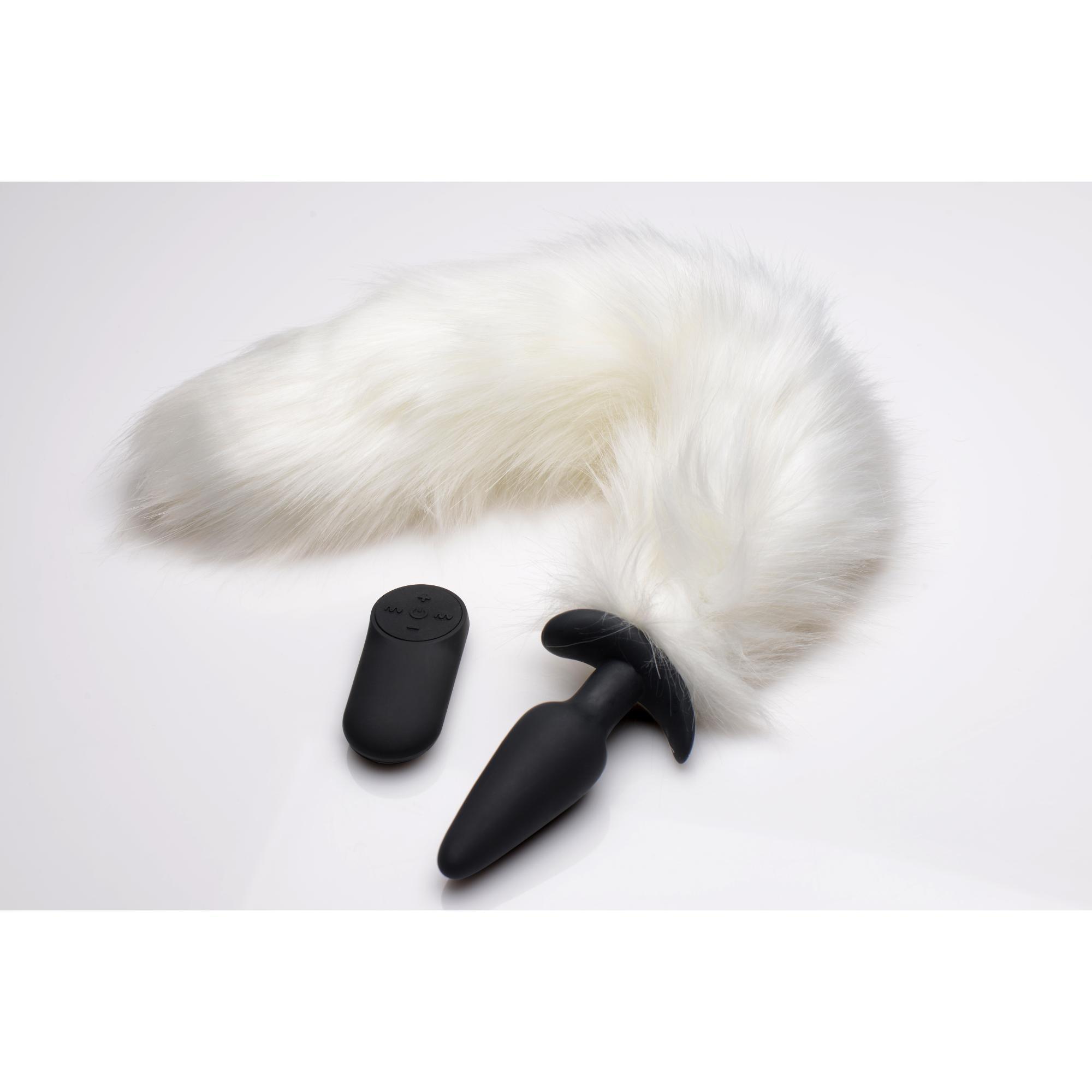 Tailz Vibrating White Fox Tail Slender Anal Plug - Buy At Luxury Toy X - Free 3-Day Shipping
