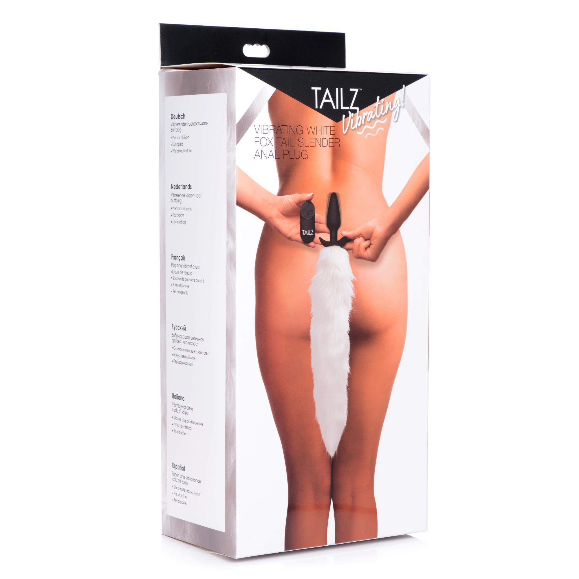 Tailz Vibrating White Fox Tail Slender Anal Plug - Buy At Luxury Toy X - Free 3-Day Shipping