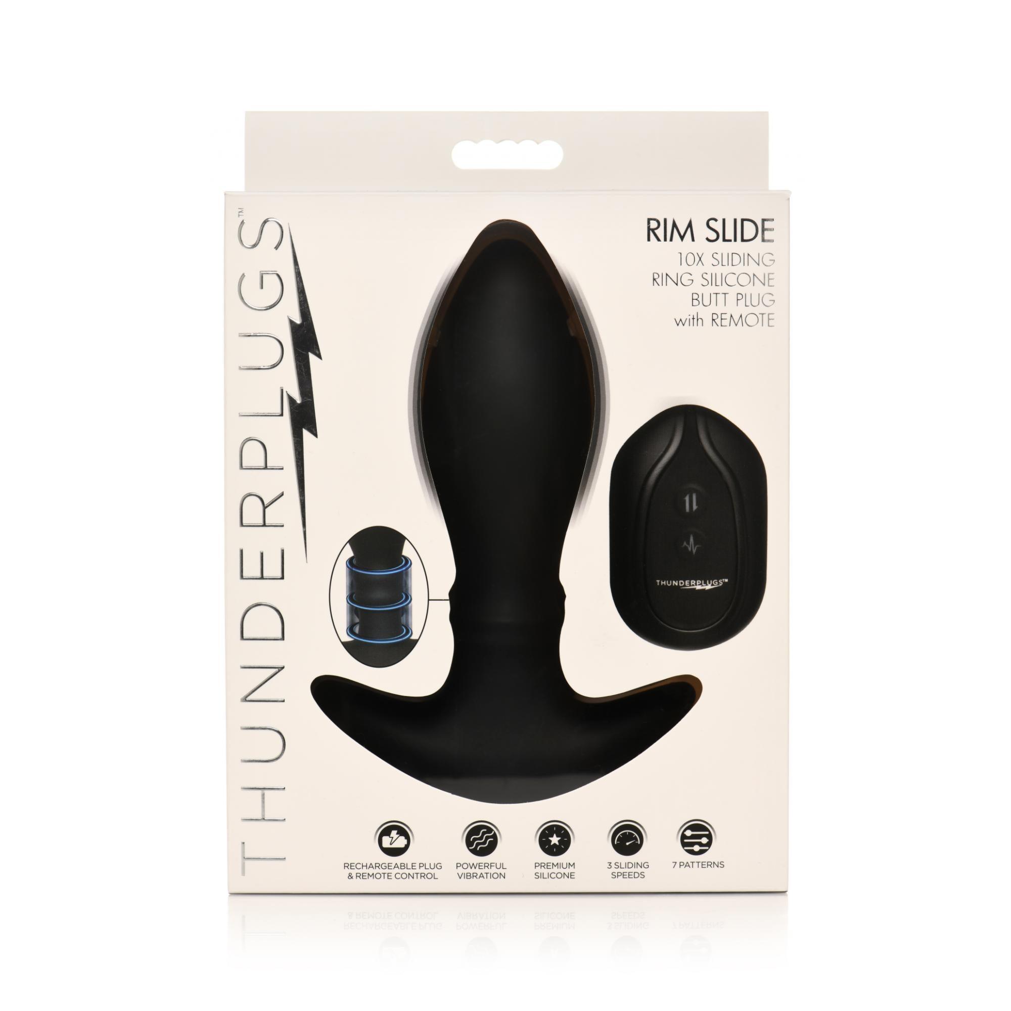 Thunder Plugs Rim Slide 7x Sliding Ring Silicone Rechargeable Butt Plug with Remote Control - Buy At Luxury Toy X - Free 3-Day Shipping