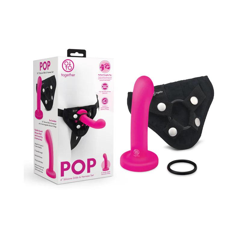 Together Pop 5 in. Silicone Dildo and Harness Set Pink - Buy At Luxury Toy X - Free 3-Day Shipping