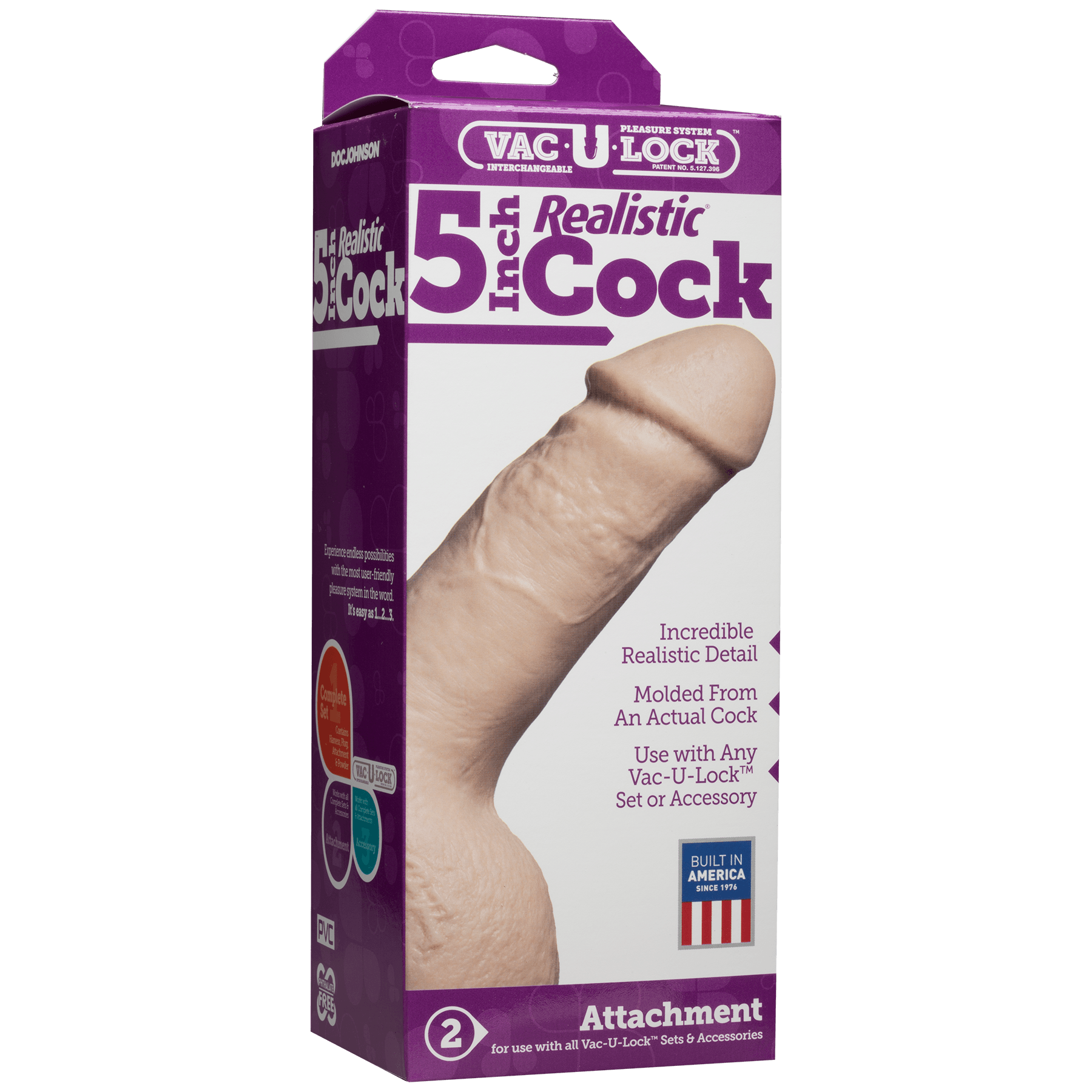 Vac-U-Lock - 5 Inch Realistic® Cock - Buy At Luxury Toy X - Free 3-Day Shipping
