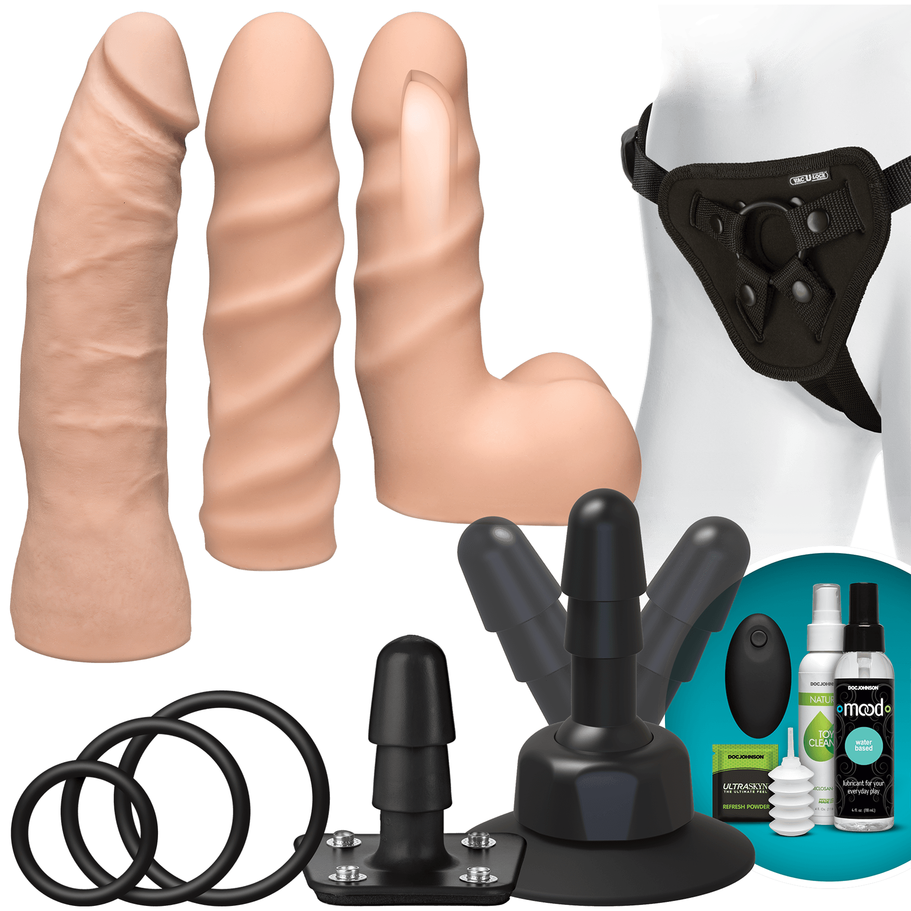 Vac-U-Lock - VIBRATING Dual Density Starter Set with Wireless Remote - Buy At Luxury Toy X - Free 3-Day Shipping
