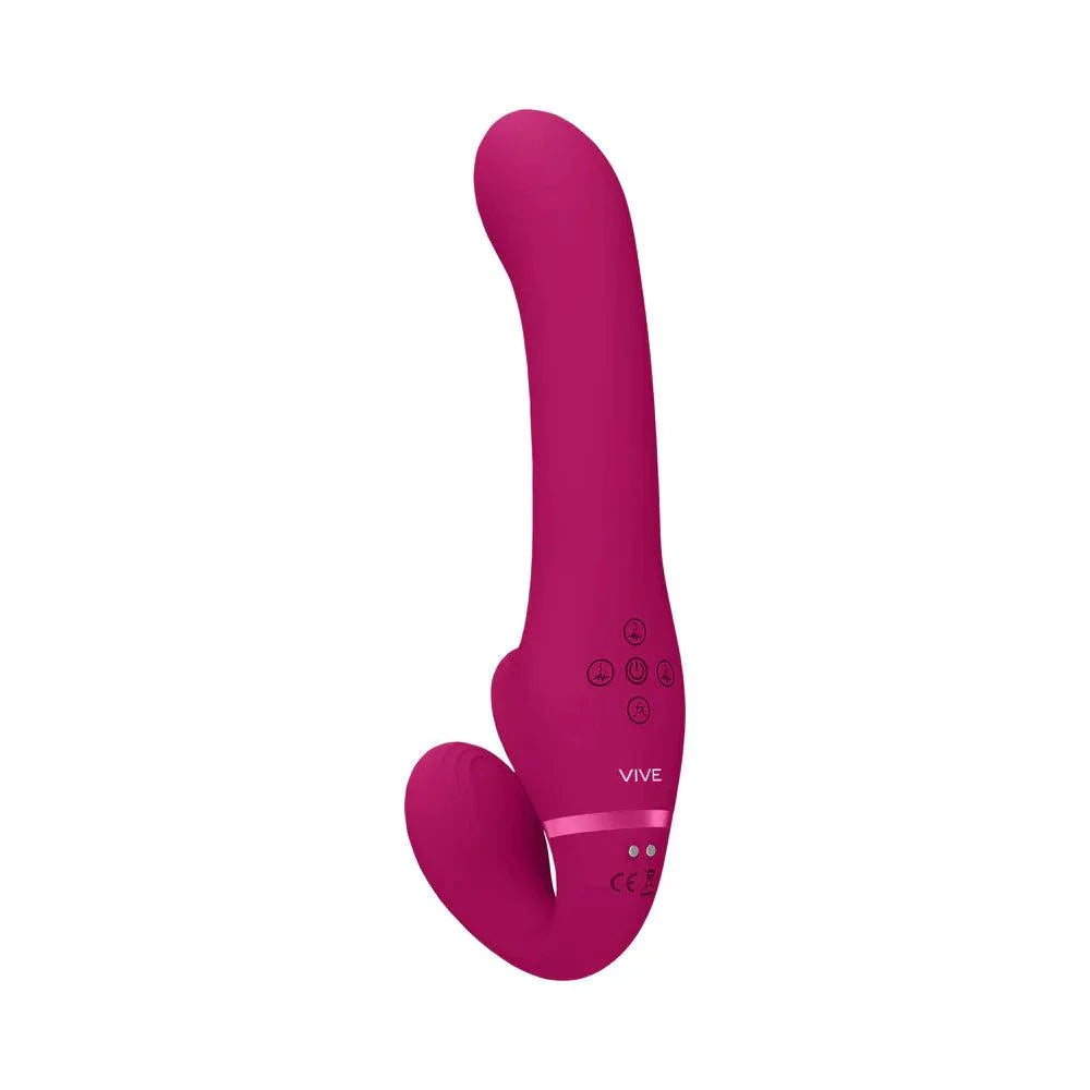 VIVE AI Rechargeable Dual Vibrating & Air Wave Tickler Silicone Strapless Strapon - Buy At Luxury Toy X - Free 3-Day Shipping