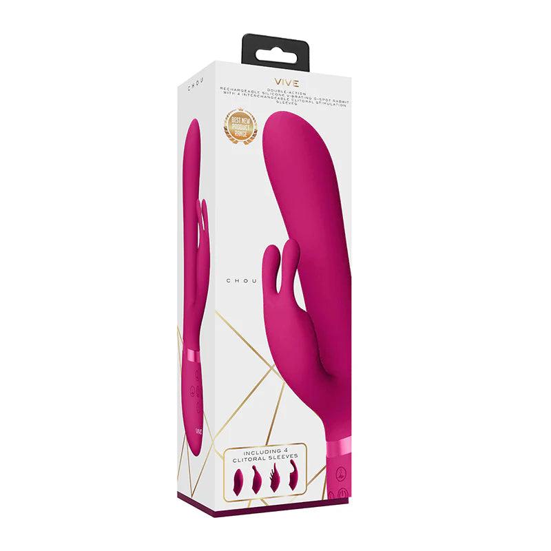 VIVE CHOU Rechargeable Silicone Rabbit Vibrator With Interchangeable Clitoral Sleeves - Buy At Luxury Toy X - Free 3-Day Shipping
