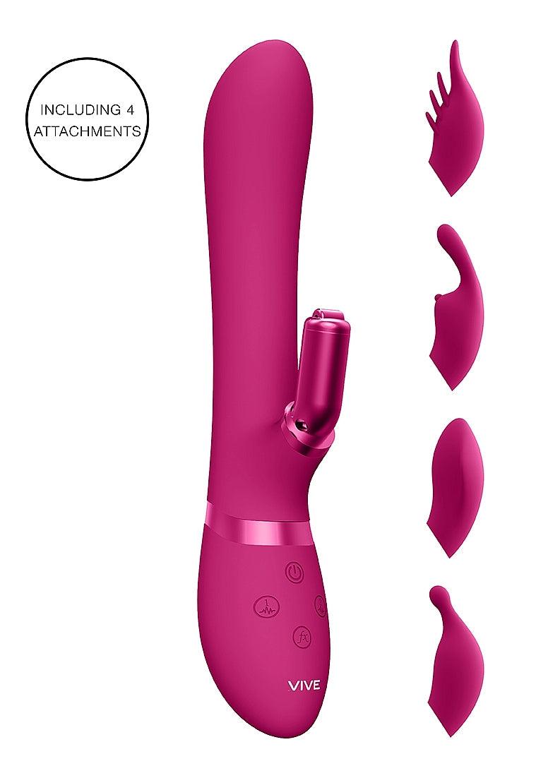 VIVE CHOU Rechargeable Silicone Rabbit Vibrator With Interchangeable Clitoral Sleeves - Buy At Luxury Toy X - Free 3-Day Shipping