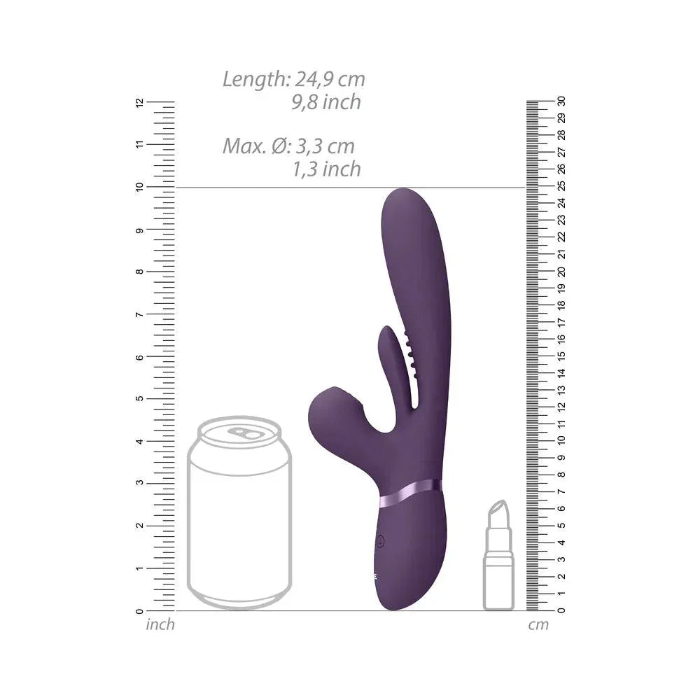 VIVE KURA Rechargeable Thrusting Silicone G-Spot Vibrator with Flapping Tongue and Pulse Wave Stimulator - Buy At Luxury Toy X - Free 3-Day Shipping