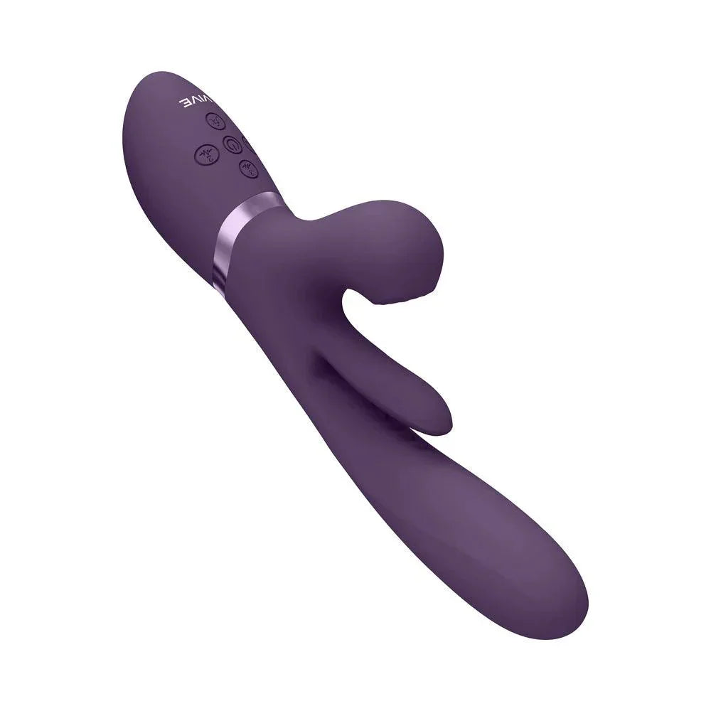 VIVE KURA Rechargeable Thrusting Silicone G-Spot Vibrator with Flapping Tongue and Pulse Wave Stimulator - Buy At Luxury Toy X - Free 3-Day Shipping