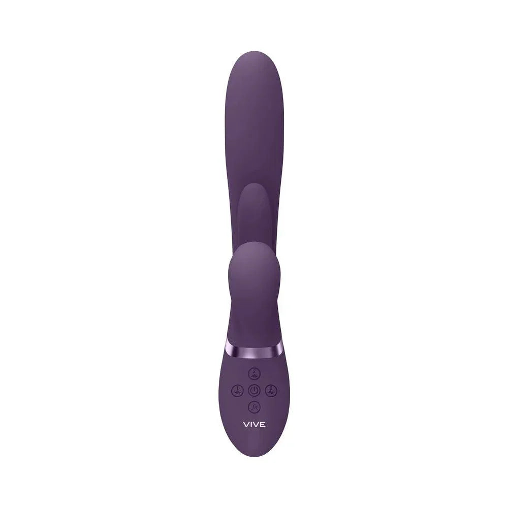VIVE KURA Rechargeable Thrusting Silicone G-Spot Vibrator with Flapping Tongue and Pulse Wave Stimulator - Buy At Luxury Toy X - Free 3-Day Shipping