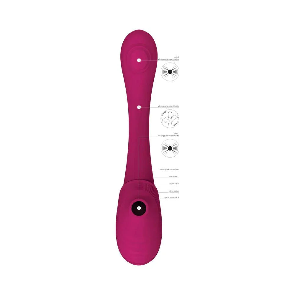 VIVE MIRAI Rechargeable Double Ended Pulse Wave & Air Wave Bendable Silicone Vibrator - Buy At Luxury Toy X - Free 3-Day Shipping